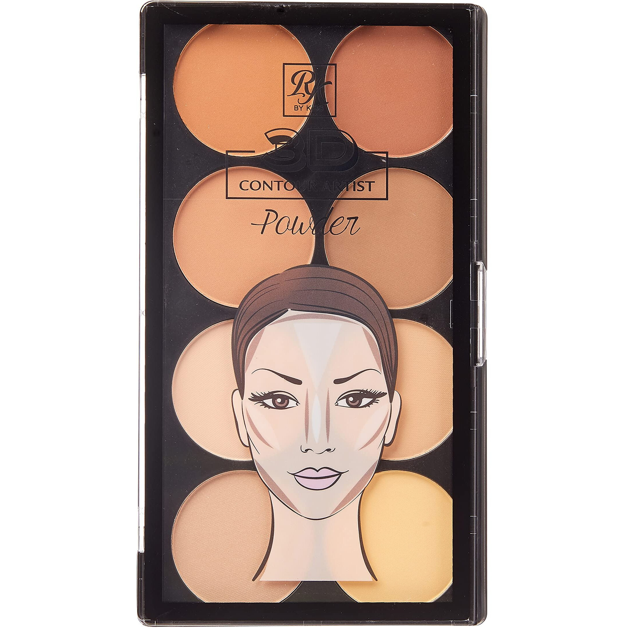 Ruby Kisses Flawless Finish With 3D Contour Powder Makeup Palette - Multiple Contouring Options, Easy Blending, Long-Lasting Formula, Sculpt &Highlighting, Professional Finish (Light Medium)