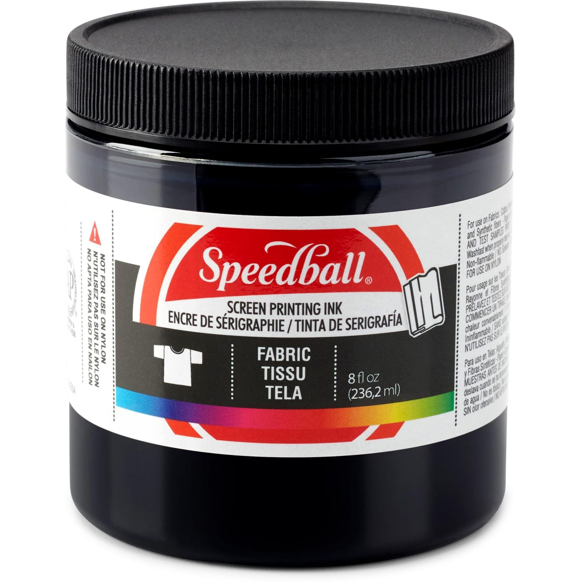 Speedball Fabric Screen Printing Ink, 8-Ounce, Black For T-Shirt And Silkscreen Printmaking