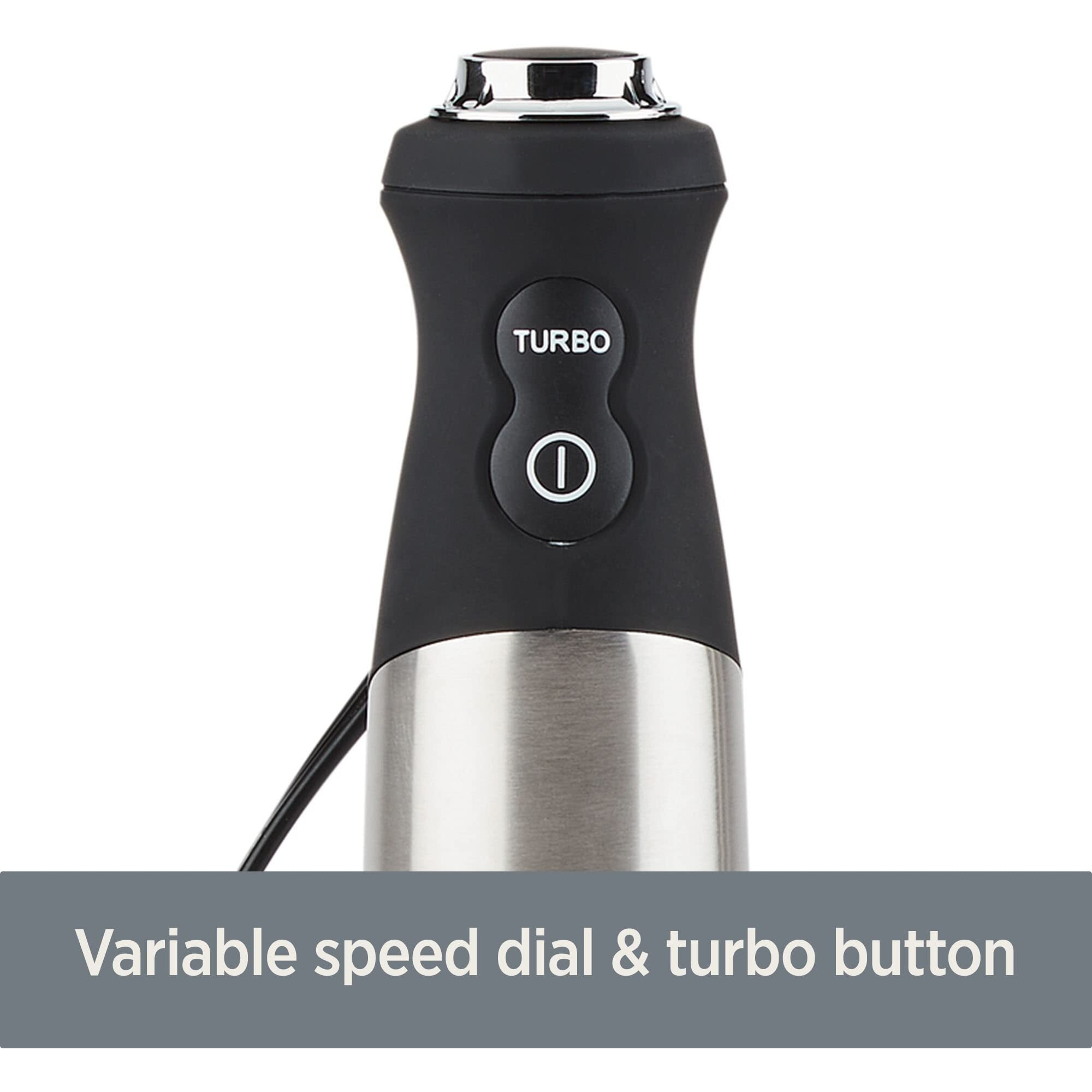 All-Clad Electrics Stainless Steel Immersion Blender 2 Piece Turbo Function 600 Watts Detachable, Variable Speed Control, Hand Blander, 9-1/4-Inch