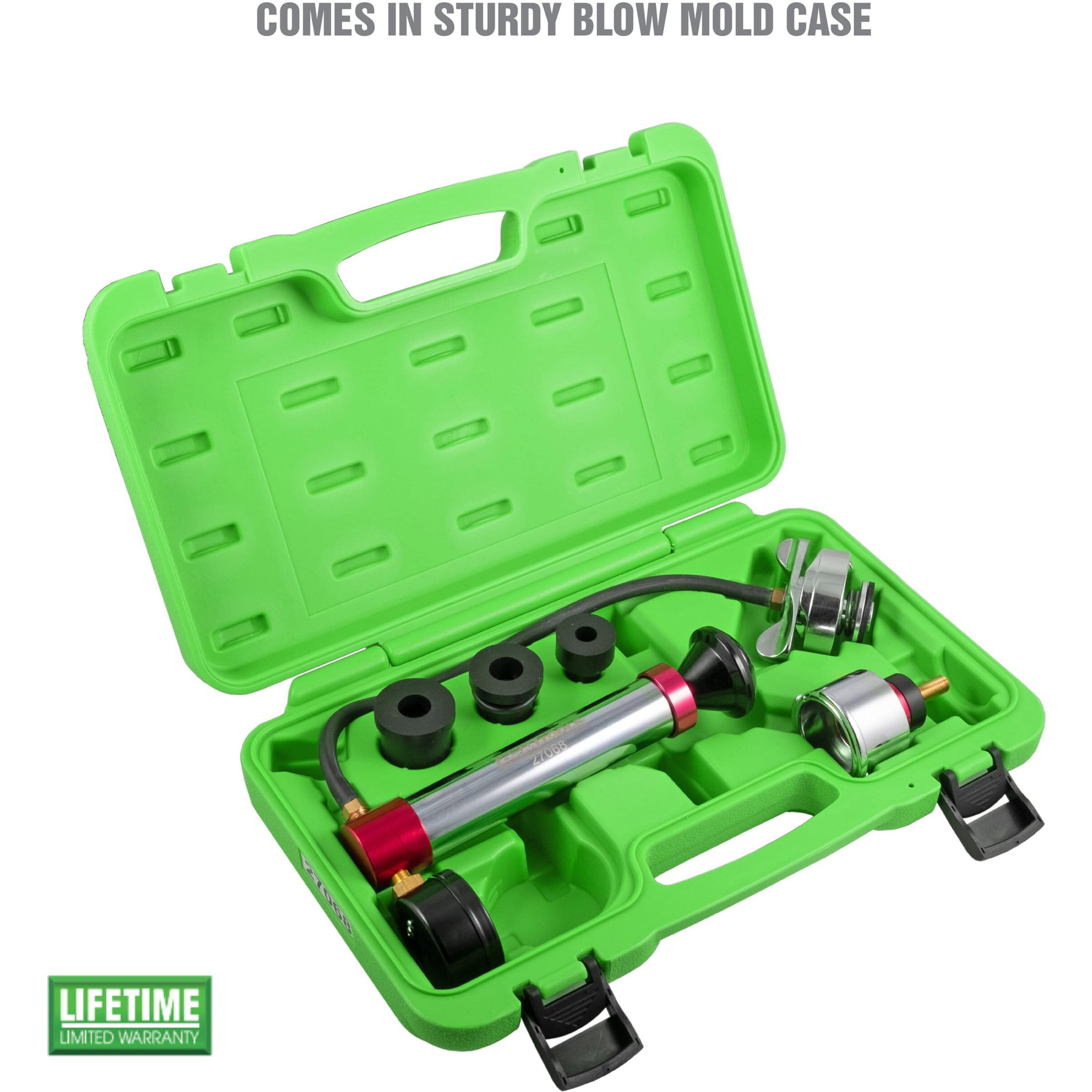 Oemtools 27068 Universal Cooling System Pressure Test Kit, Automotive Radiator Pressure Tester For Coolant System, Diagnostic Tool For Radiator And Reservoir Leaks, Includes Adapters And Case