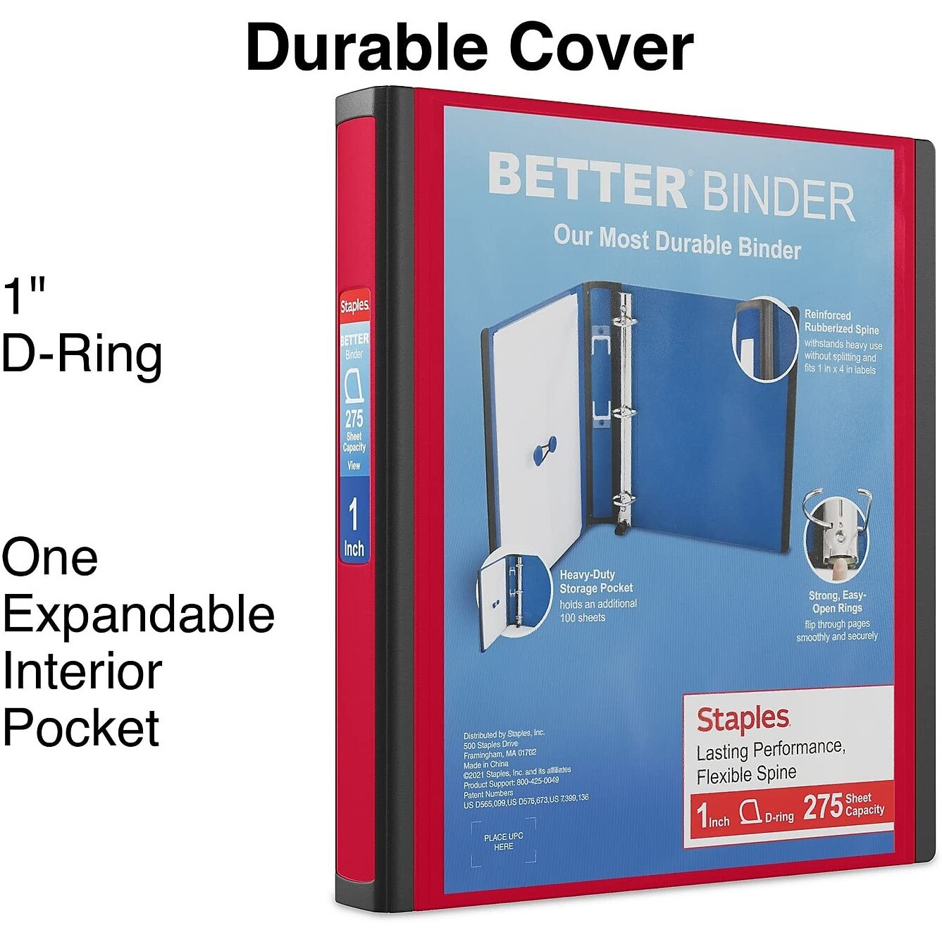 Staples 18370 Binders, Red