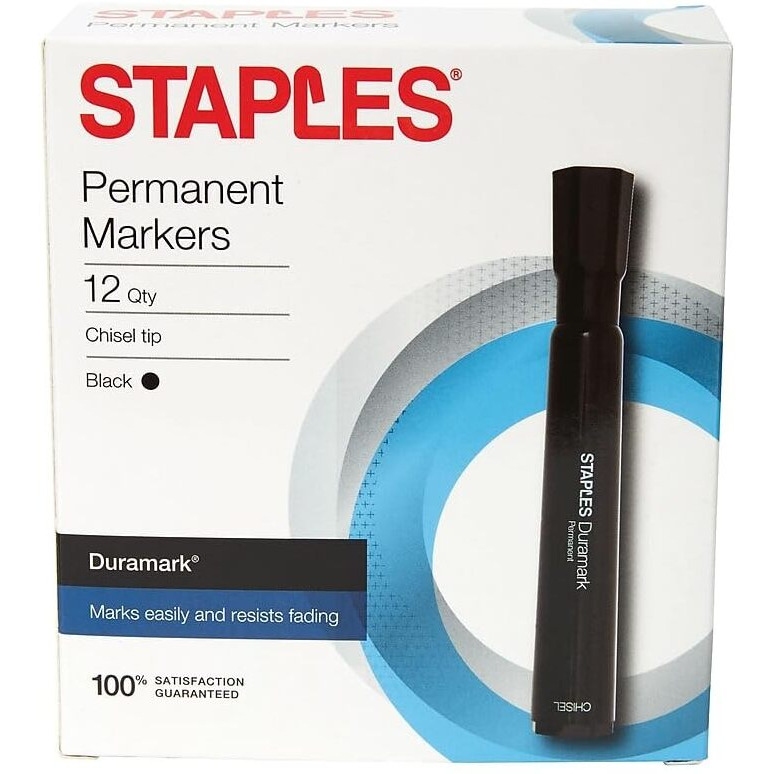 Staples 167056 Duramark Permanent Markers Broad Point Black 12/Pack (10403-Cc)