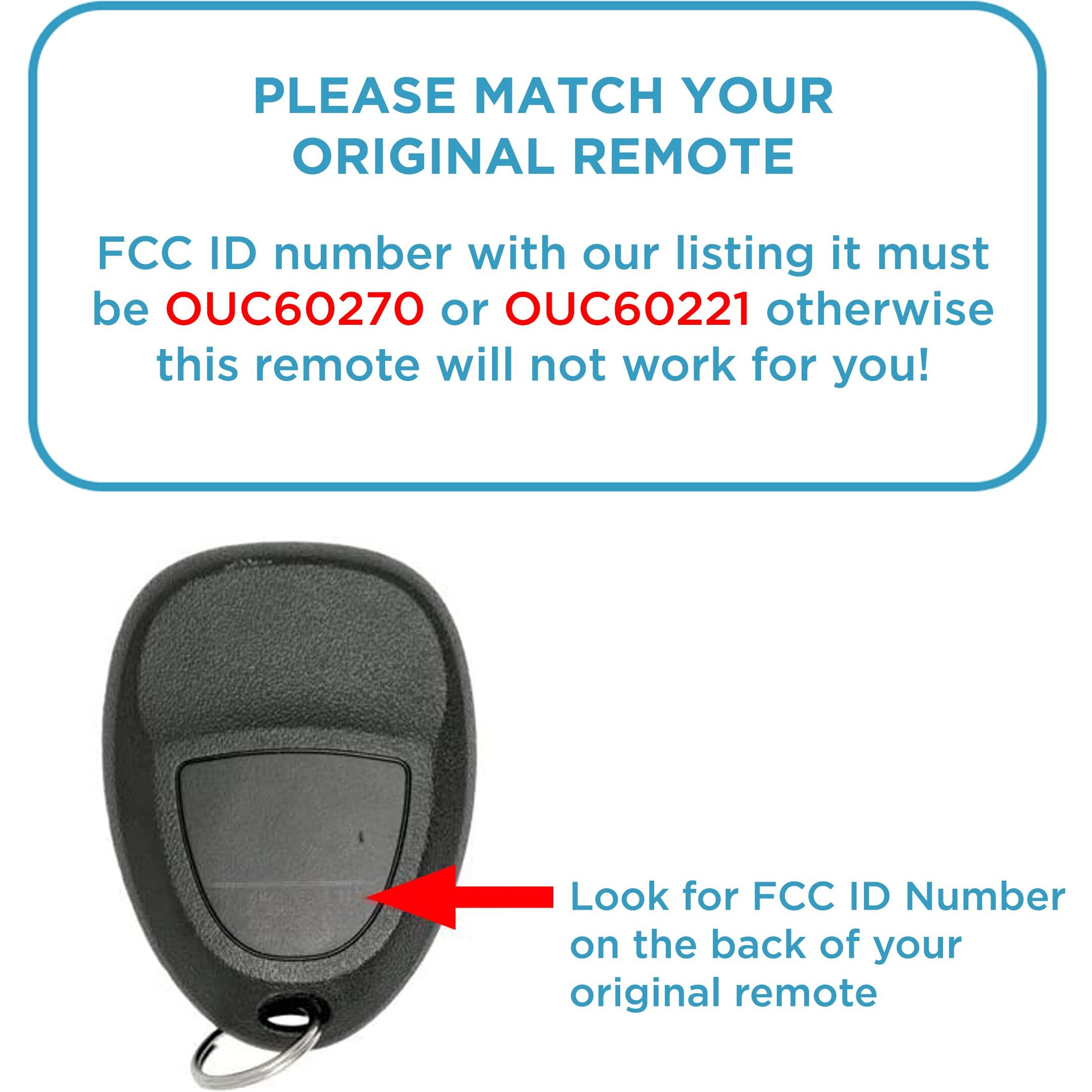 Keyless2Go Replacement For Keyless Entry Car Key Vehicles That Use 4 Button 15913421 Ouc60270, Self-Programming - 2 Pack