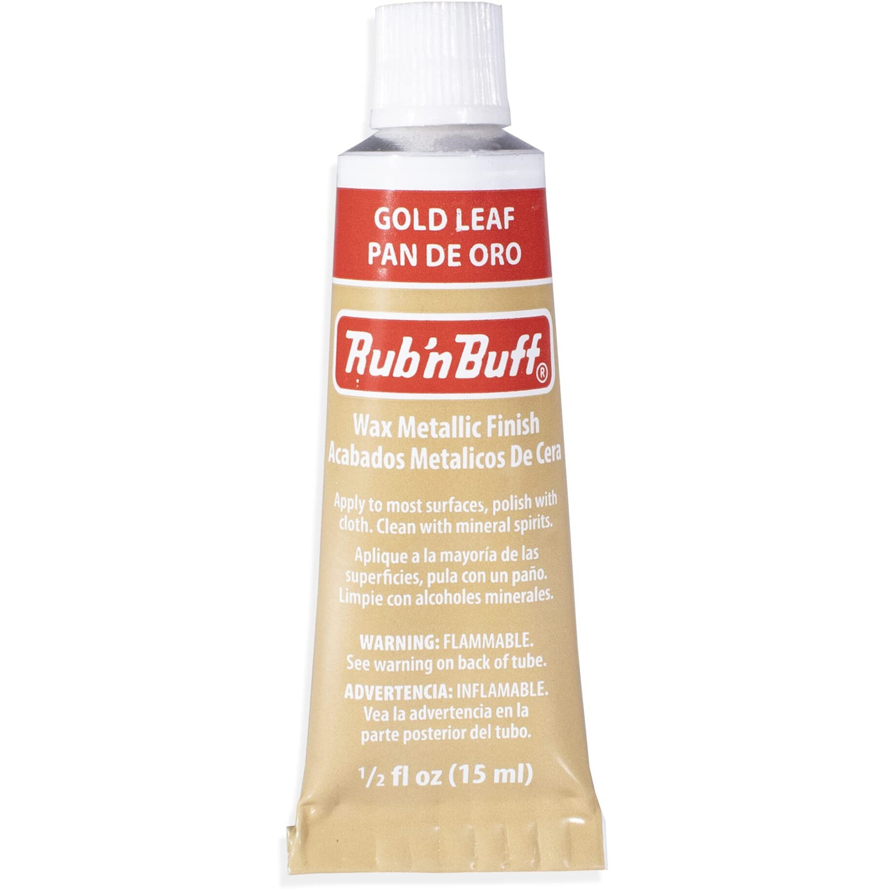 Amaco Rub N Buff Wax Metallic Finish - Rub N Buff Gold Leaf 15Ml Tube - Versatile Gilding Wax For Finishing Furniture Antiquing And Restoration - Rub And Buff Colors Single Tube