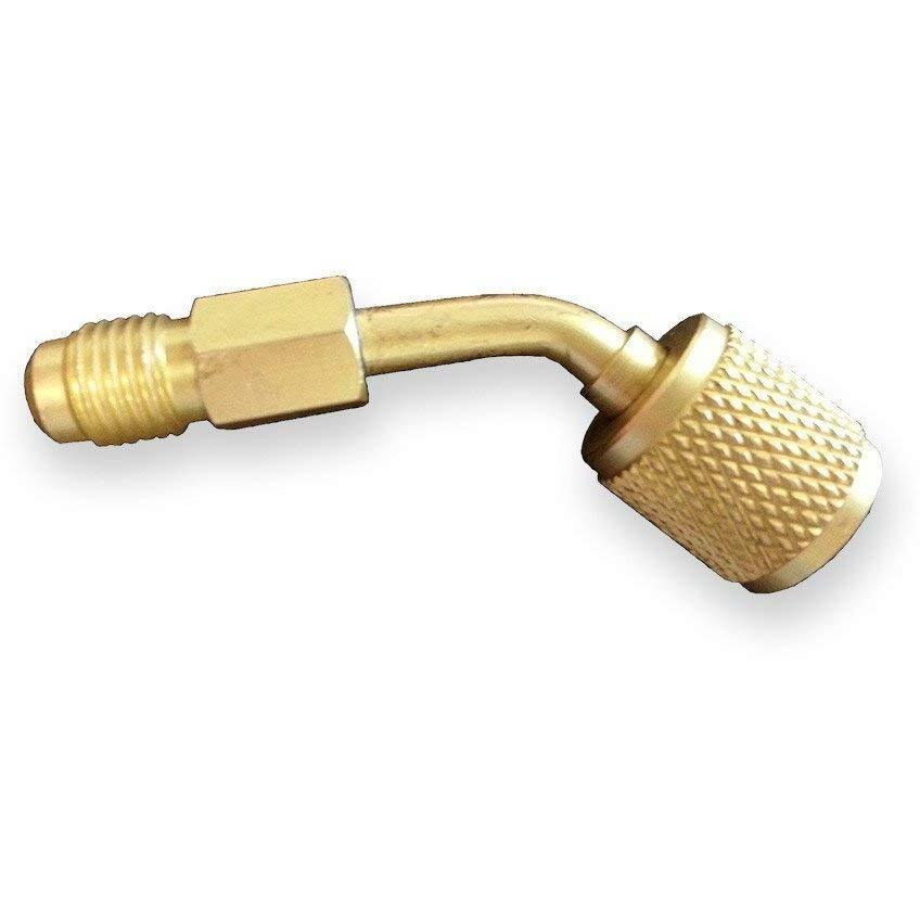 Ductless Mini Split System Charging Vacuum Port Adapter Swivel Type, 5/16 Female, 1/4 Male Sae