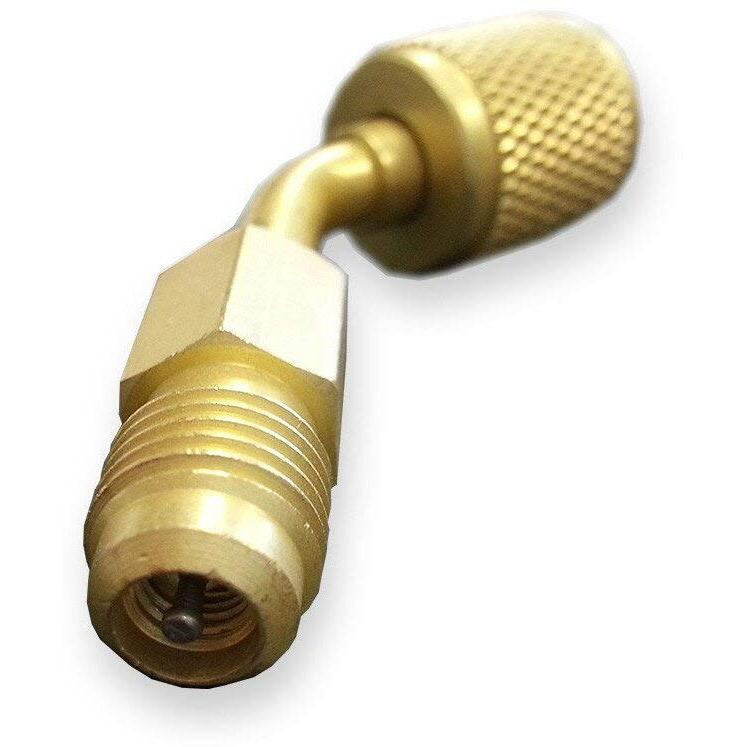 Ductless Mini Split System Charging Vacuum Port Adapter Swivel Type, 5/16 Female, 1/4 Male Sae