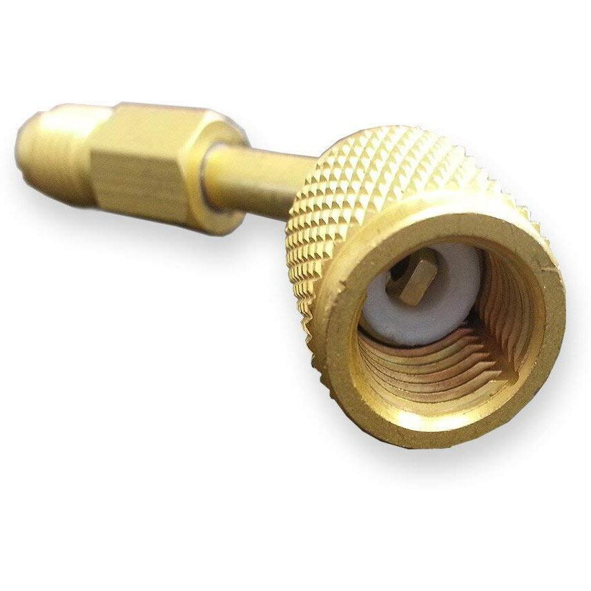 Ductless Mini Split System Charging Vacuum Port Adapter Swivel Type, 5/16 Female, 1/4 Male Sae