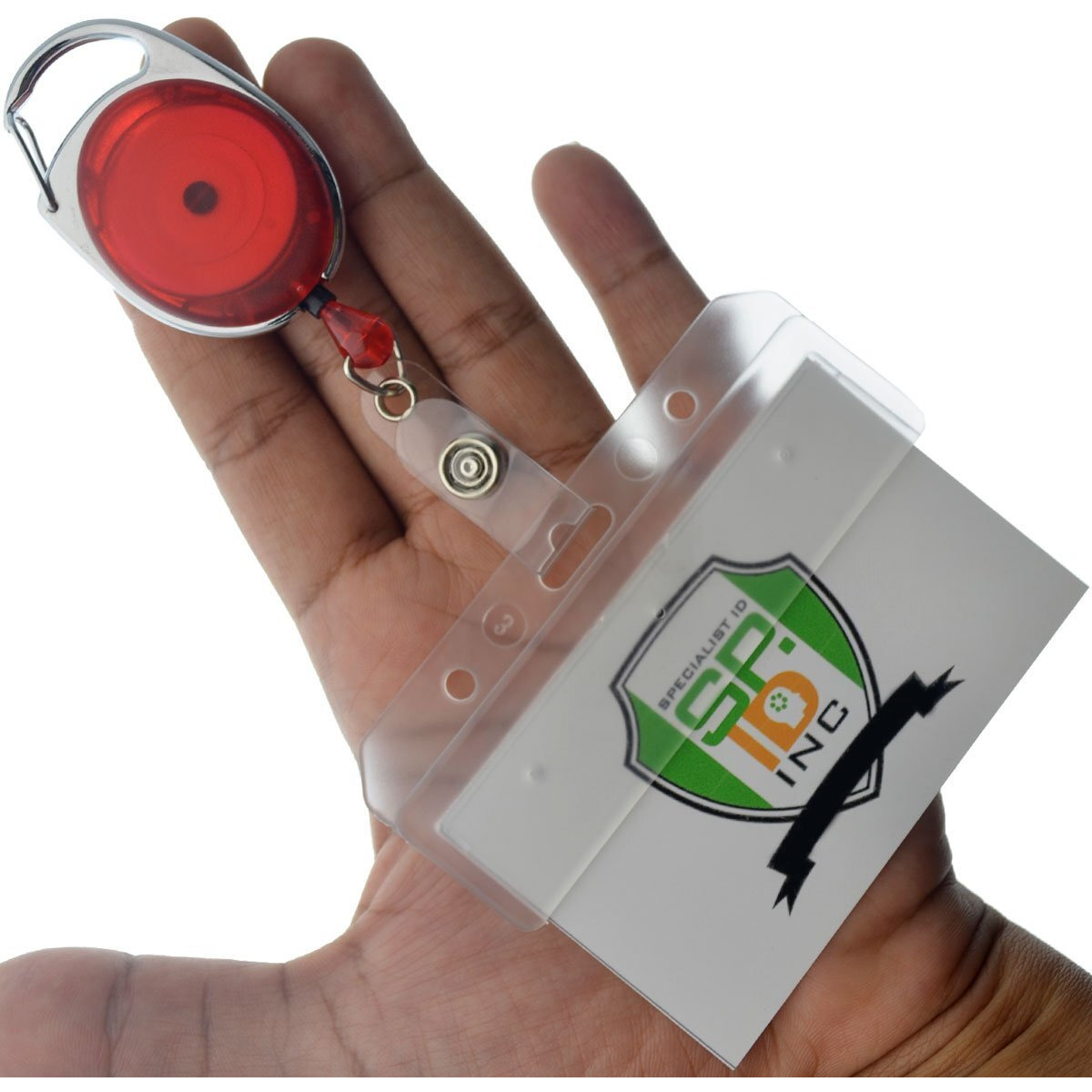5 Pack - Premium Carabiner Badge Reels With Half Card Badge Holders - Leaves Mag Stripe Exposed For Pos And Swipe Cards By Specialist Id (Assorted Colors)