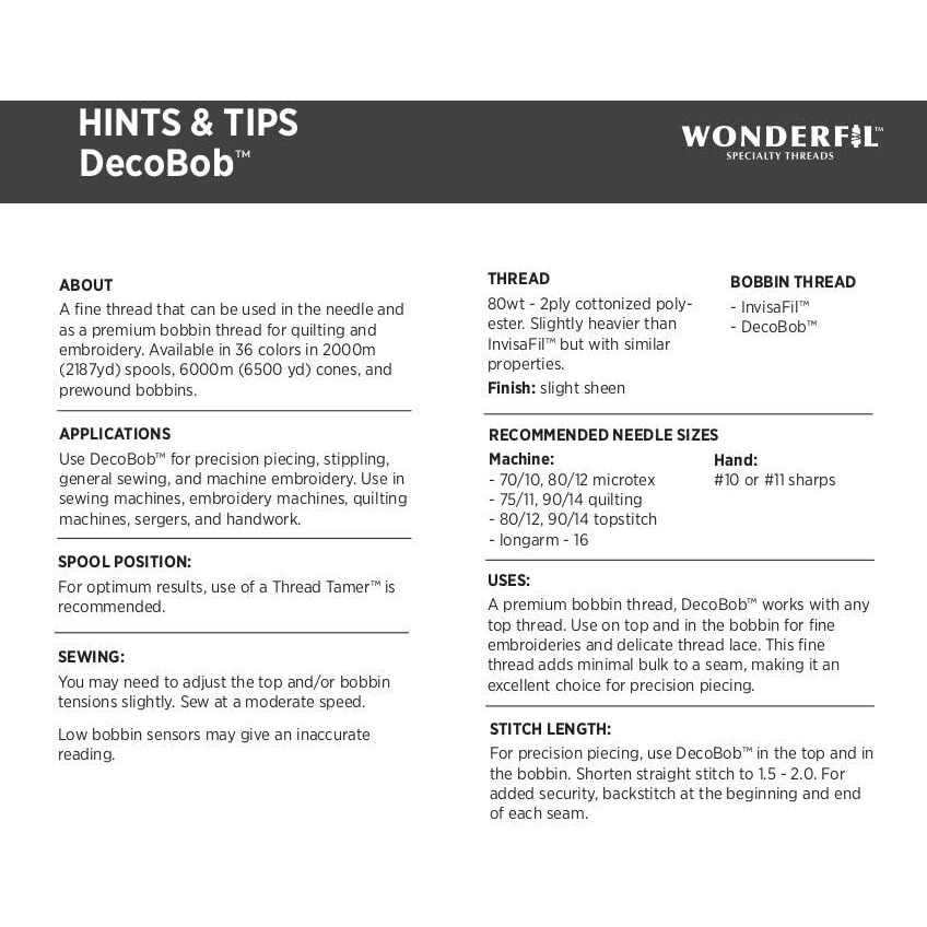 Wonderfil Decobob Cottonized Polyester Thread, 80 Weight, 6500 Yards (Dbl113 Dove Gray)