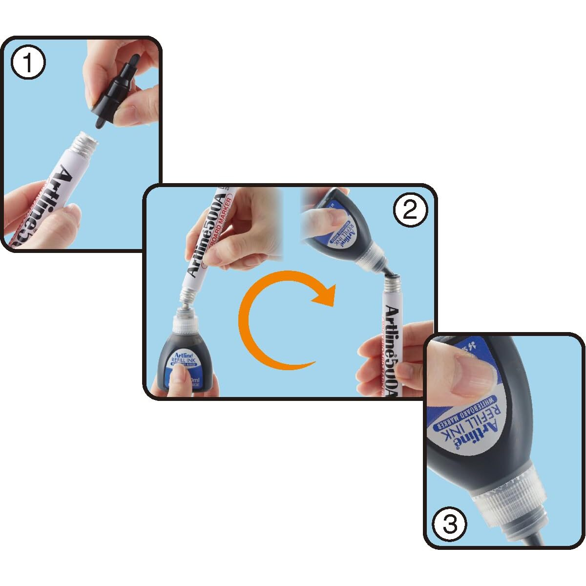 Artline Refill Ink (Esk-50A, Black) For Artline 5109A Big Nib Markers, Plus 500A, 509A, 550A, And 5100A Whiteboard Markers