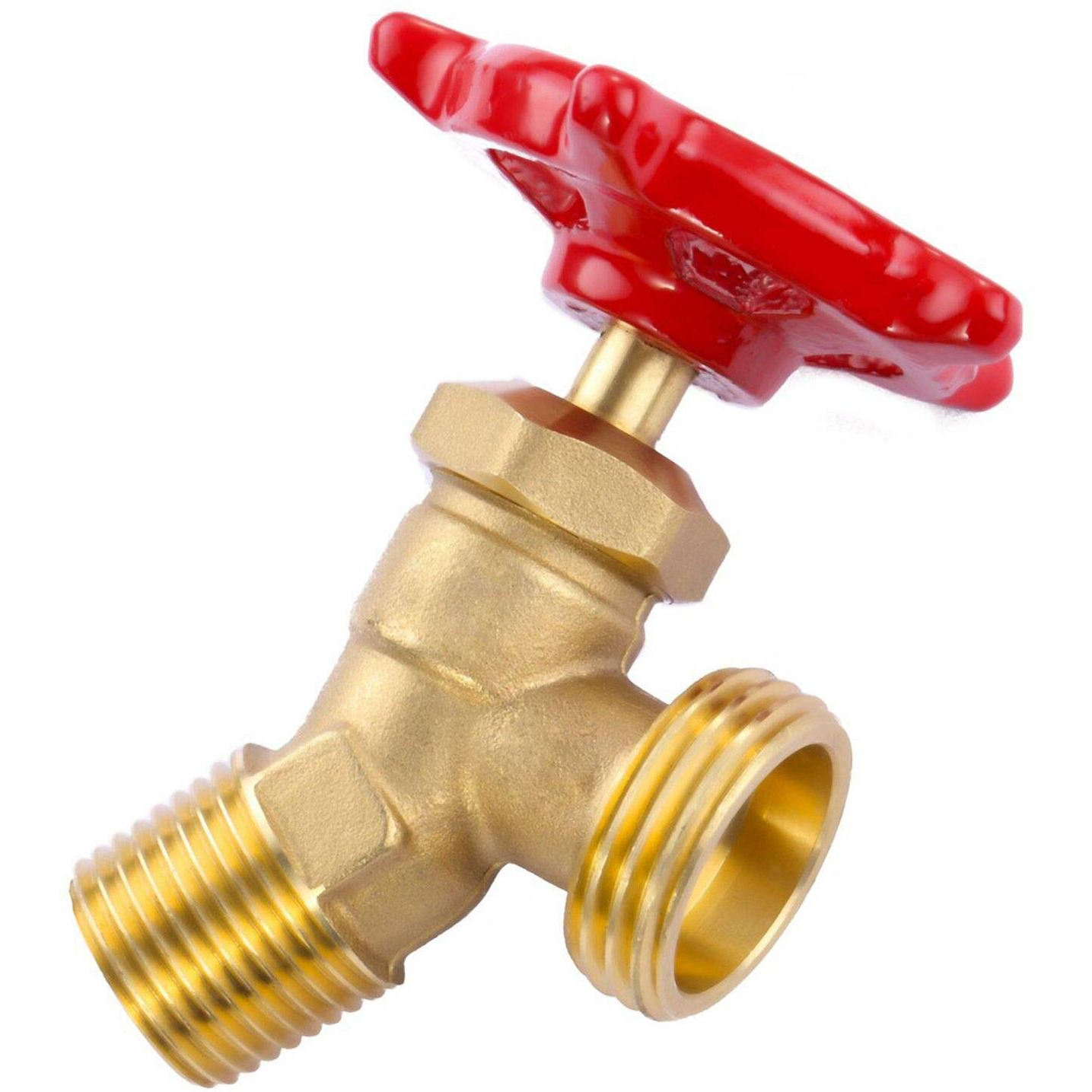 Litorange Solid Brass Backyard 65 Degree Elbow Stop Valve Hose Bibb Solder Npt 1/2" Male Thread To Mht 3/4" Inch Male Threaded Garden Hose Connector Adapter Water Shut-Off Valve Faucet