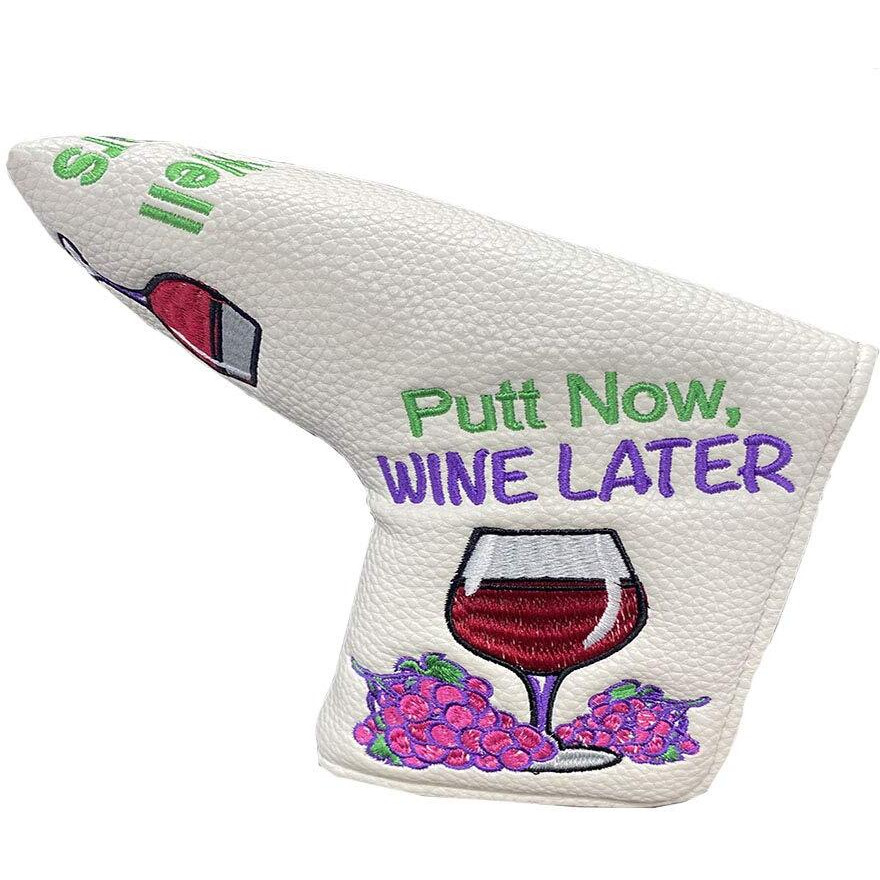 Giggle Golf Blade Putter Cover | Golf Bag Accessory | Great Golf Gift For Women & Men (Putt Now, Wine Later)
