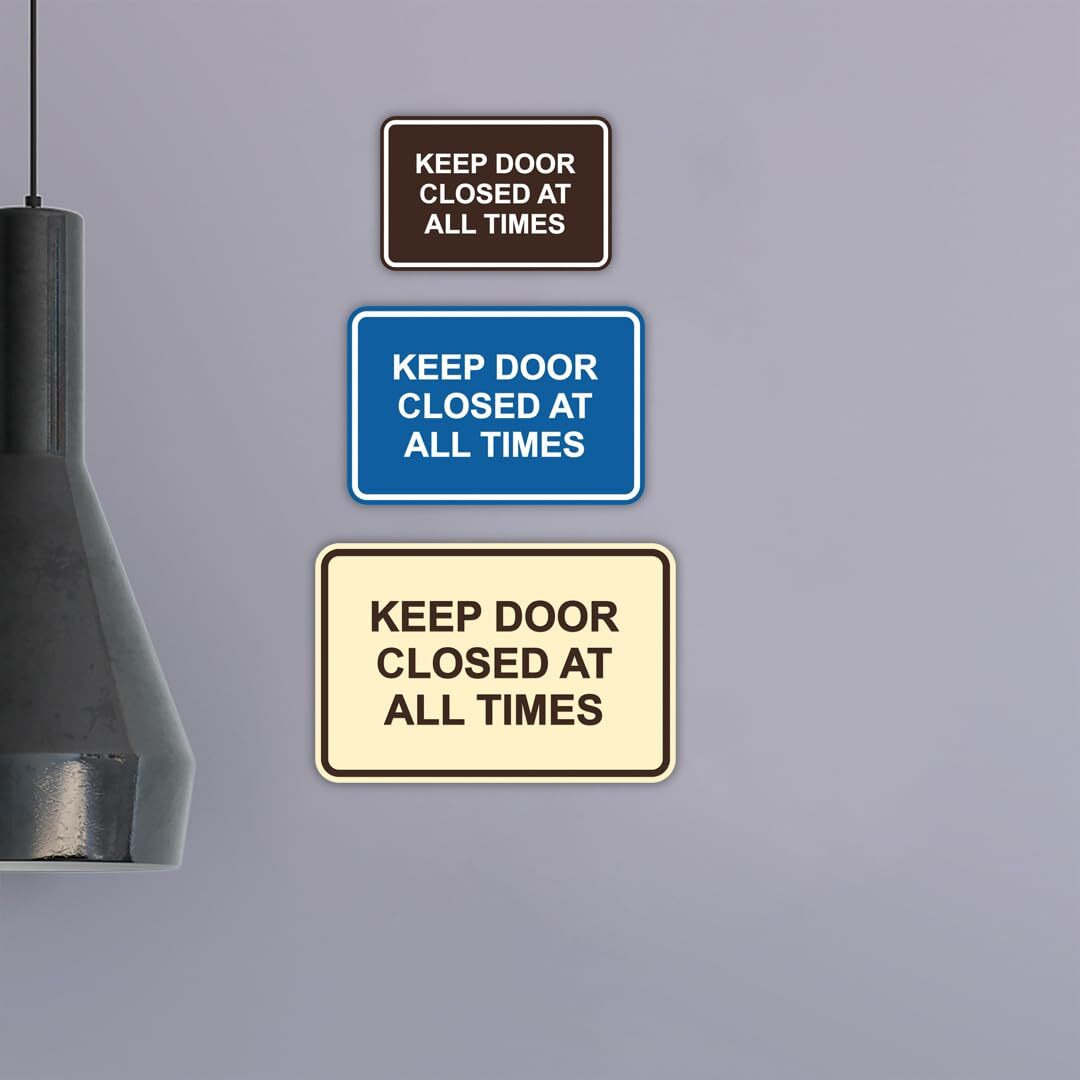 Signs Bylita Classic Framed Keep Door Closed At All Times Sign (Black/Silver) - Large 1 Pack