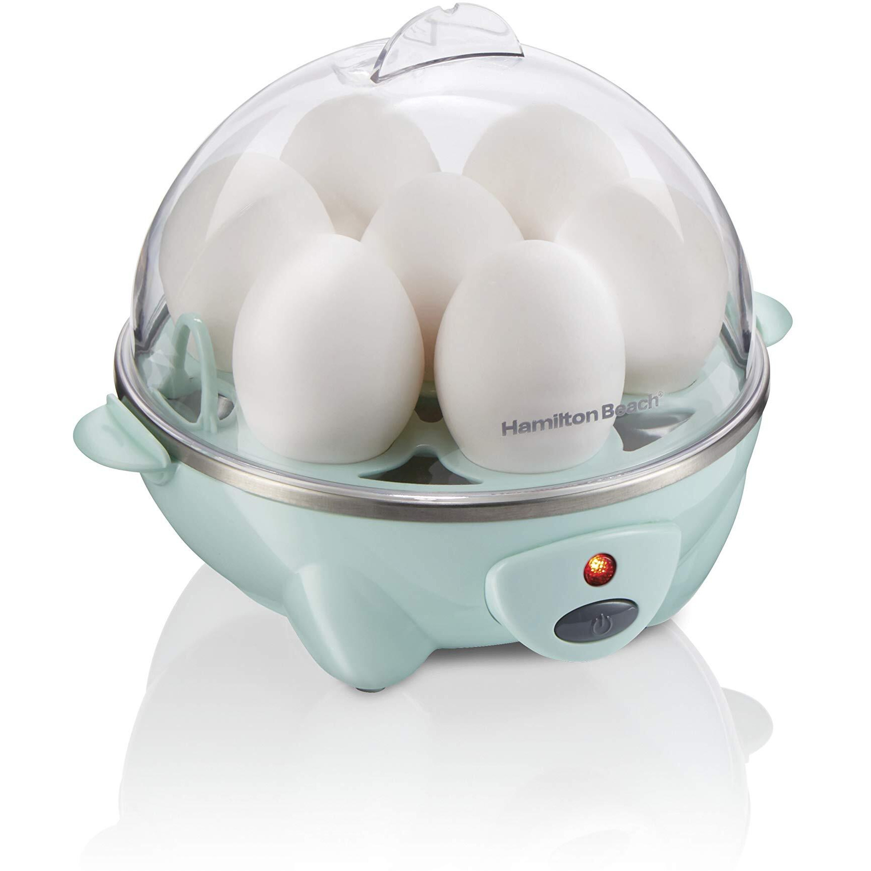 Hamilton Beach 3-In-1 Electric Egg Cooker For Hard Boiled Eggs, Poacher, Omelet Maker & Vegetable Steamer, Holds 7, Mint (25504)