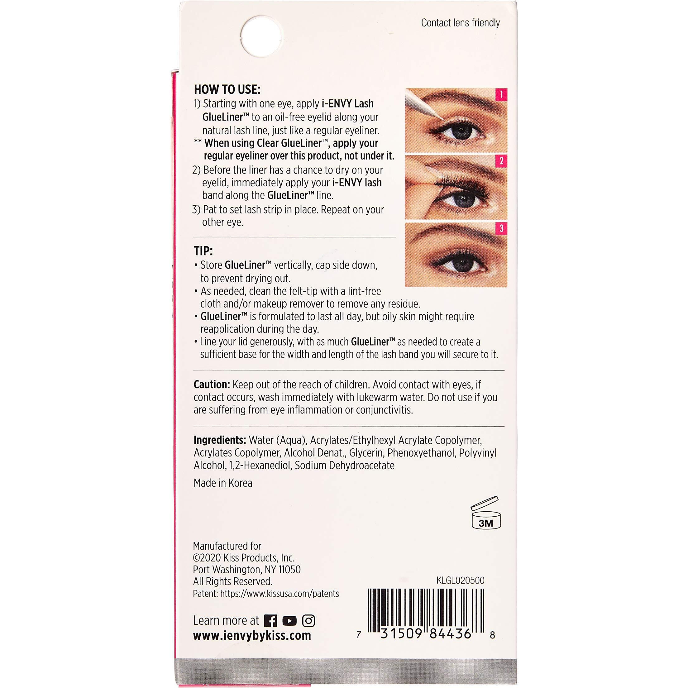 I-Envy Lash Glue Liner Eyelash Adhesive (Clear) Quick Precise Application Dries Clear Matte Finish 0.7Ml (0.02 Oz)