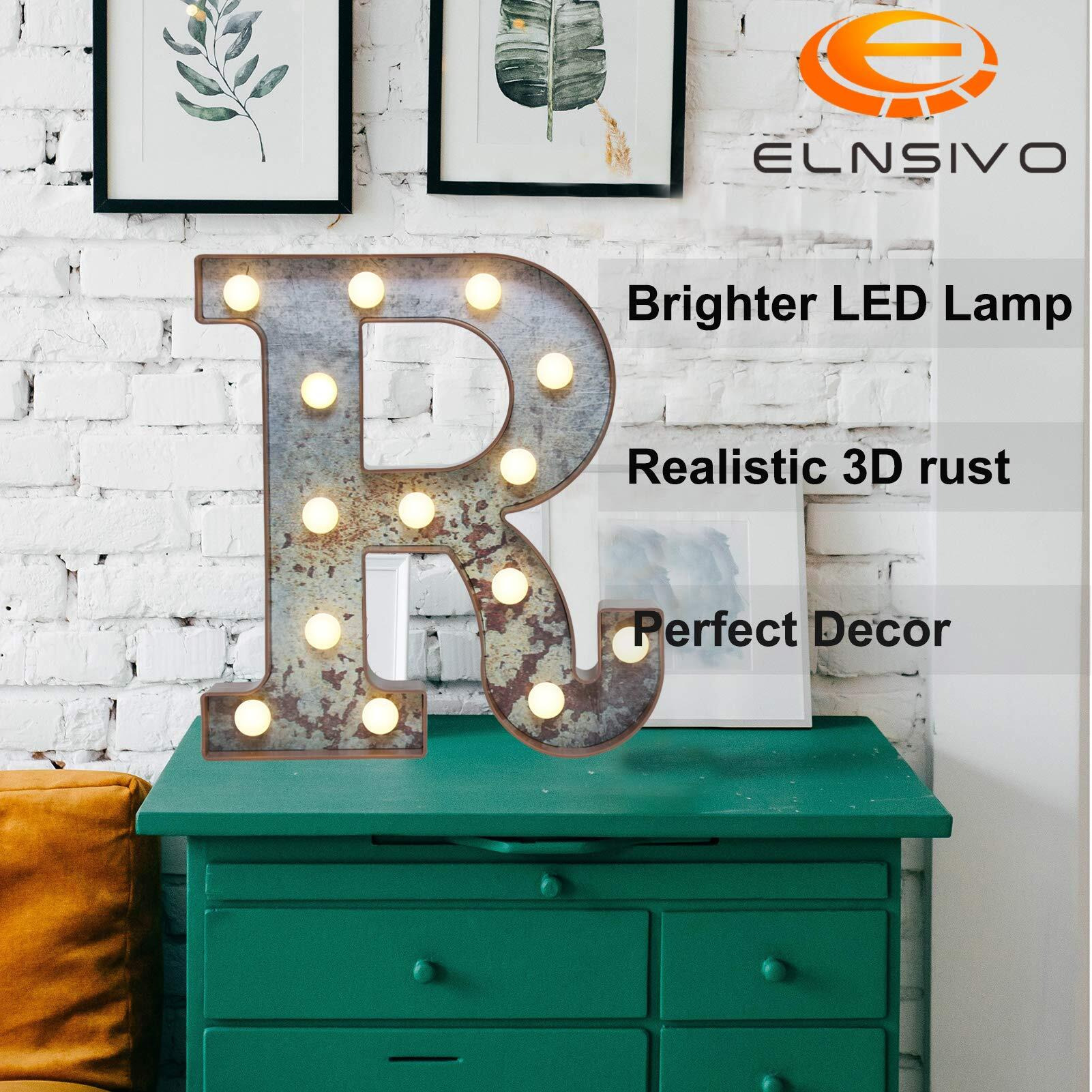 Led Marquee Light Up Letters Industrial Vintage Style Lighted Letters Rust Metal Effect Marquee Letter With Lights Illumination Letter Signs For Christmas Wedding Birthday Party Home Cafe Bar Decor-R
