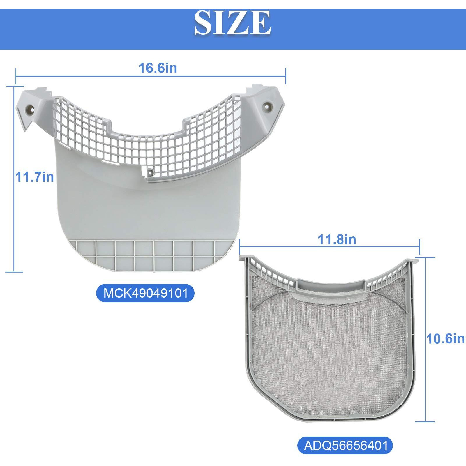 Adq56656401 Dryer Lint Filter Upgraded Stainless Steel Mesh & Mck49049101 Lint Trap Cover Housing For Lg Adq566564 & Ken-More Elite Dryer Lint Screen Replacement