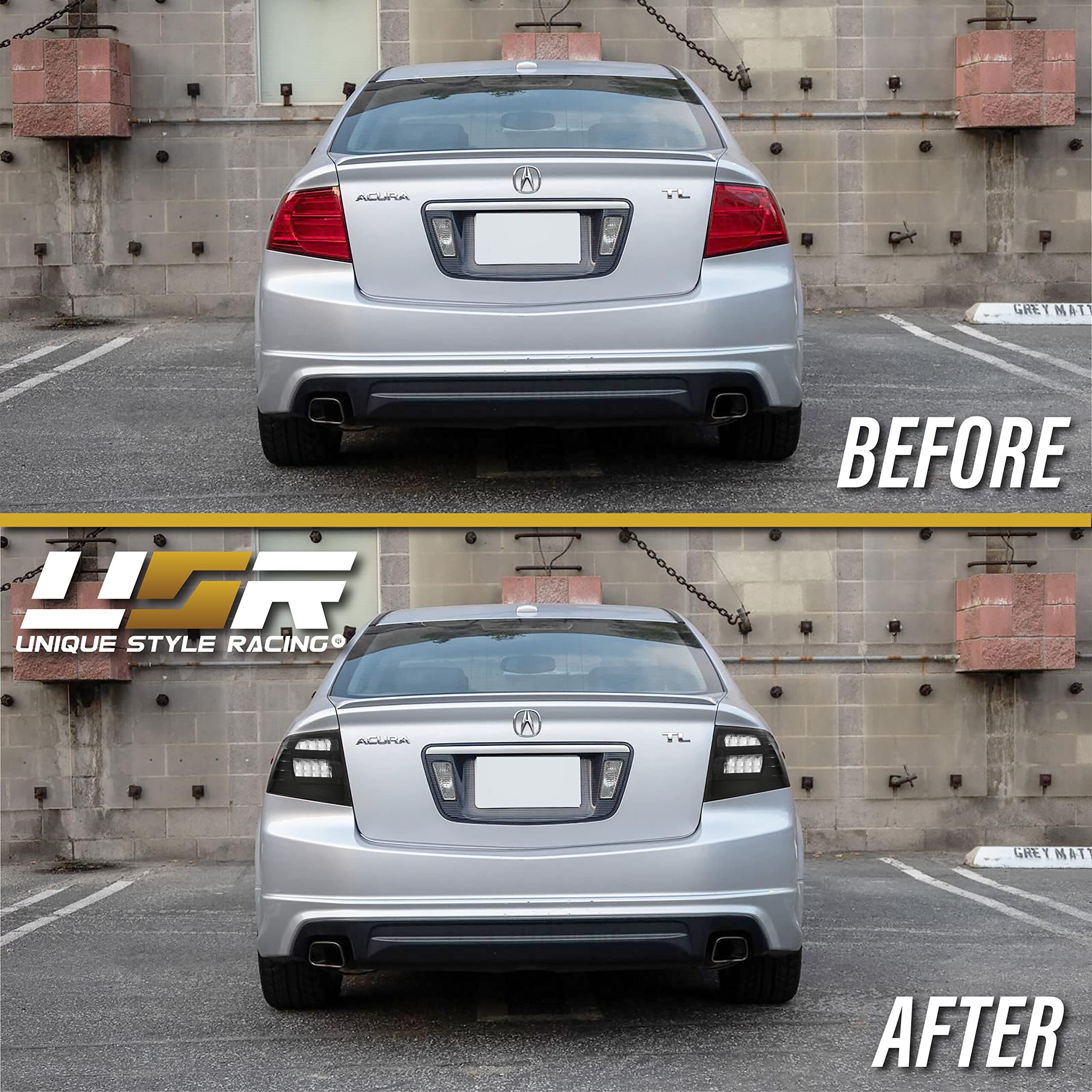 Usr Depo 3G Tl Tail Lights - Jdm Style Black Housing Rear Tail Lamps Cover (Left + Right) Compatible With 2004-2008 Acura Tl All Models Including Base And Type-S (Black Housing Smoke Lens)