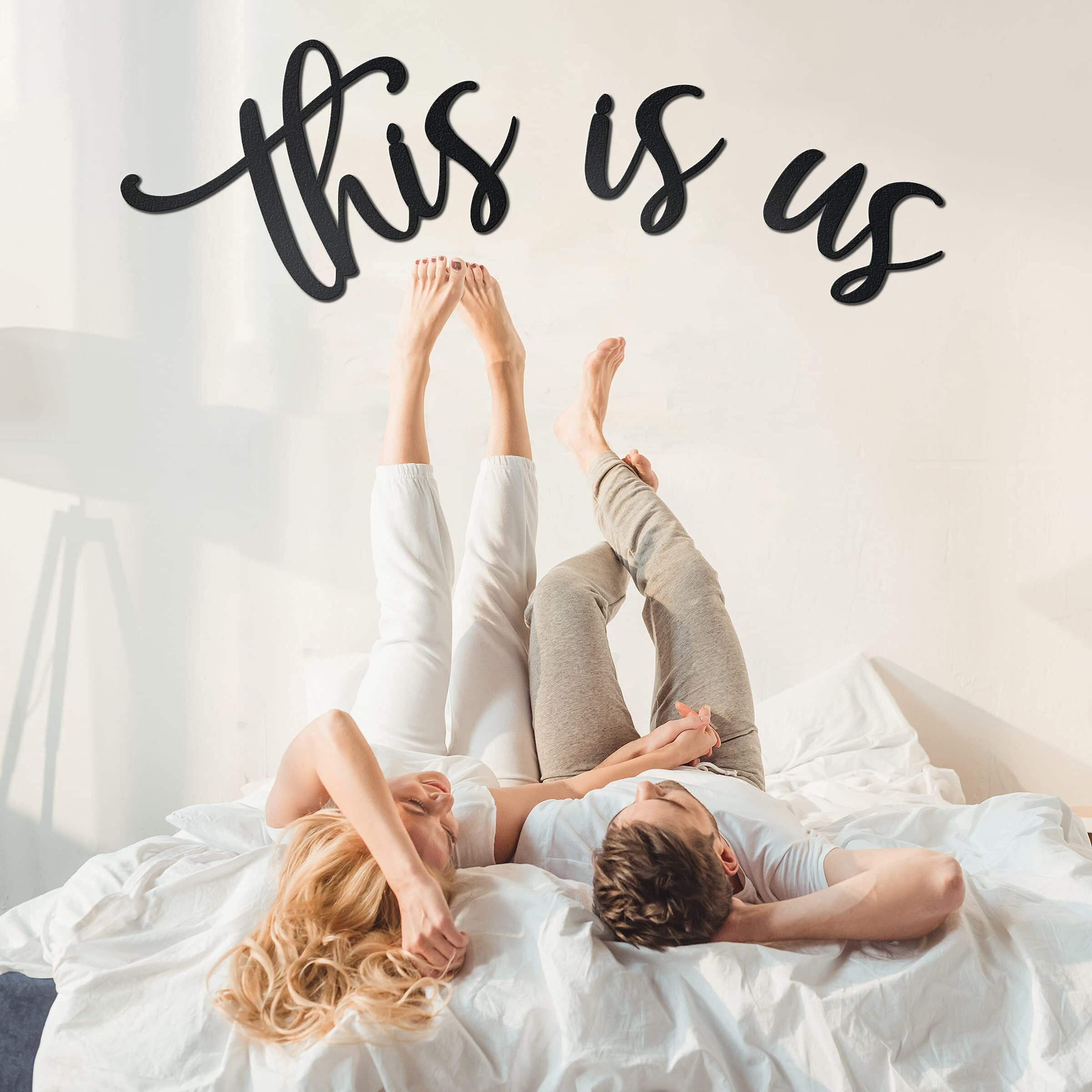 Vivegate This Is Us Wall Decor - 9.5 X 31" This Is Us Signs Home Decor Metal Decorations For Room Large Black Metal Wall Decor Living Room Bedroom