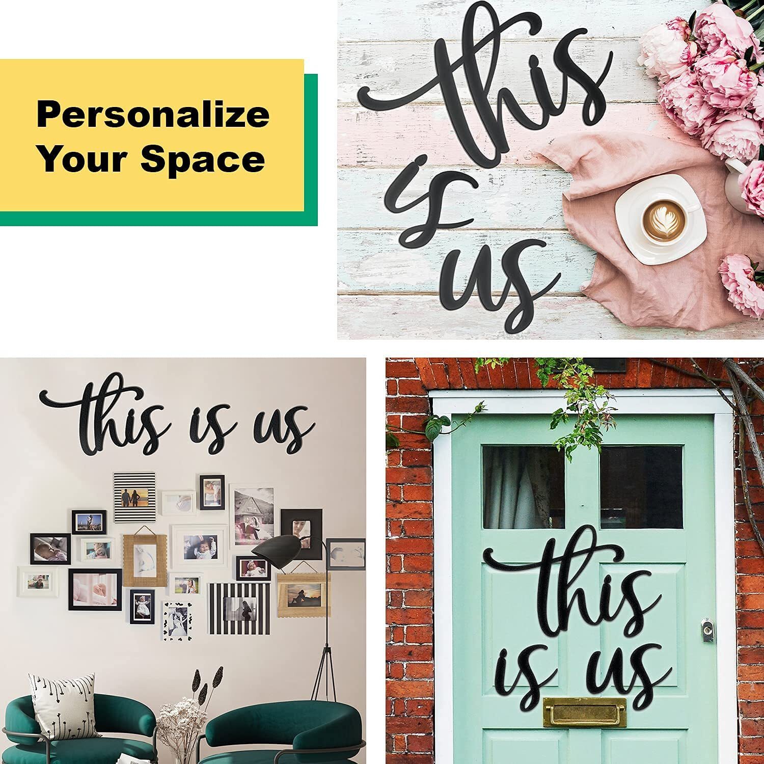 Vivegate This Is Us Wall Decor - 9.5 X 31" This Is Us Signs Home Decor Metal Decorations For Room Large Black Metal Wall Decor Living Room Bedroom