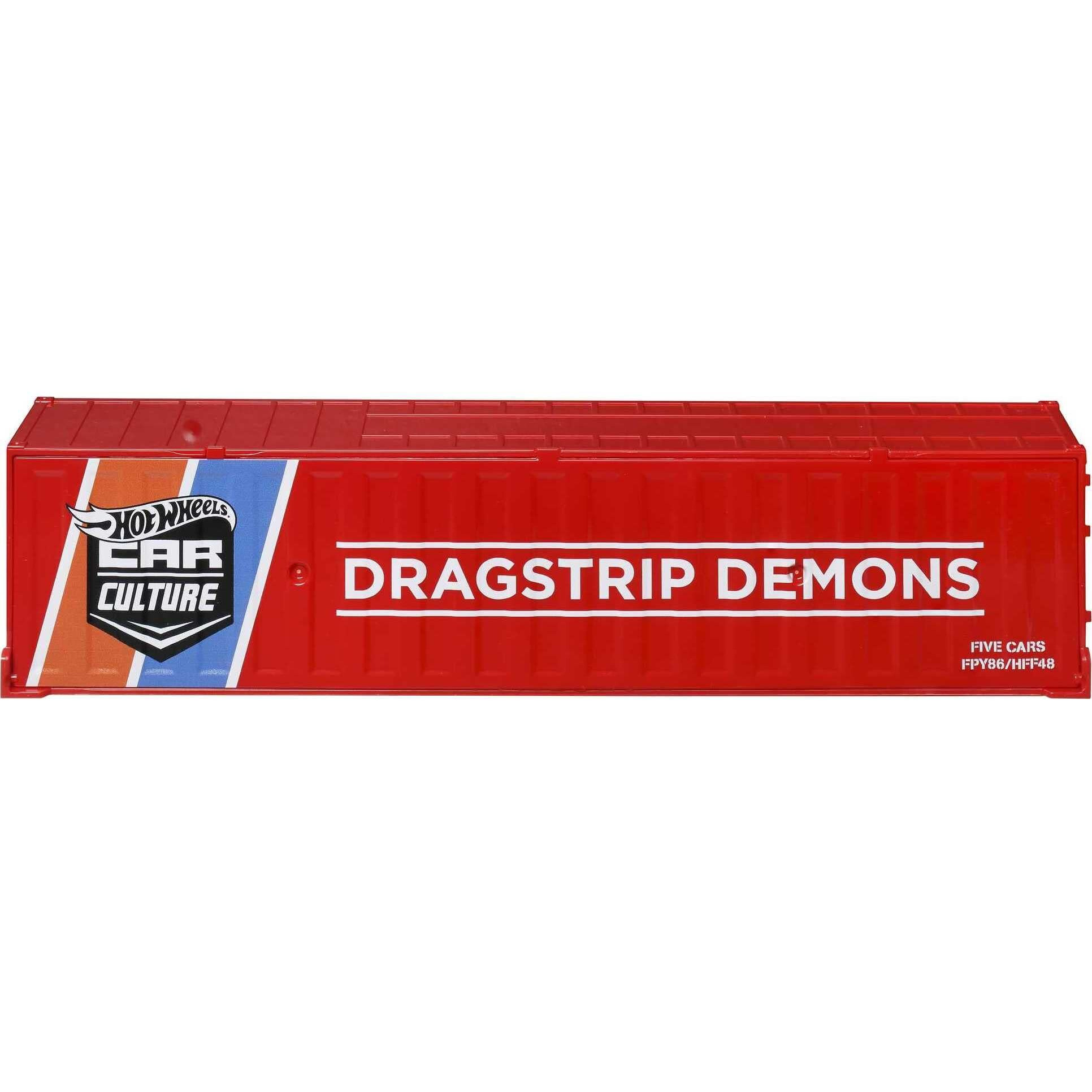 Hot Wheels Lions Roar Container Set, 5 164 Scale Premium Drag Racing Cars In Collectible Container, Metal/Metal & Realriders,For Collectors