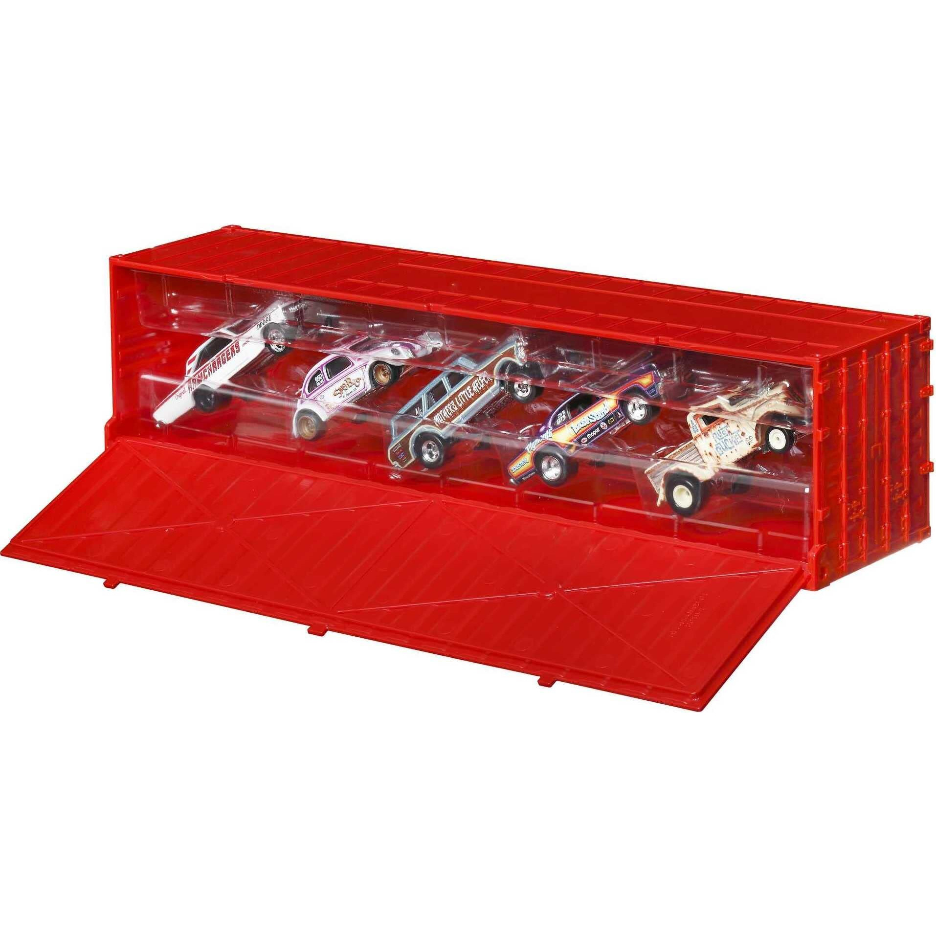 Hot Wheels Lions Roar Container Set, 5 164 Scale Premium Drag Racing Cars In Collectible Container, Metal/Metal & Realriders,For Collectors