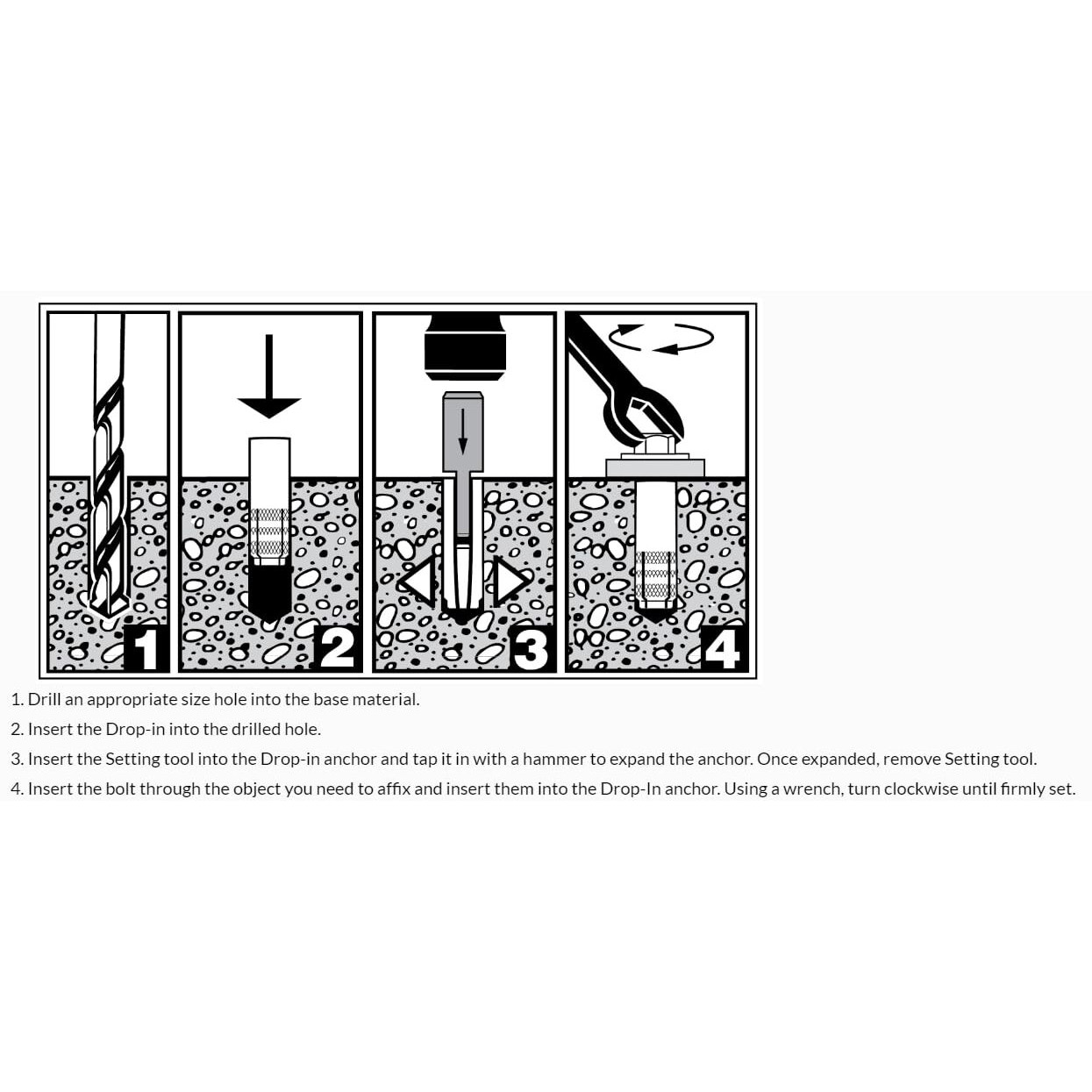 Four (4) 1/2" Inch Premium Zinc Plated Carbon Steel Knurled Drop In Anchor (Bcp1001)