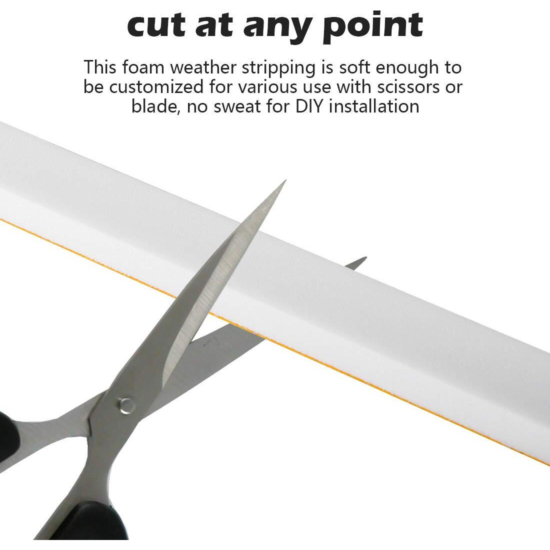 White Door Window Weather Stripping 39 Feet, Self Adhesive Foam Tape High Density Foam Sealing Strip Window Insulation Gasket Tape 1/4 Inch Wide X 1/8 Inch Thick, 13 Ft X 3Rolls