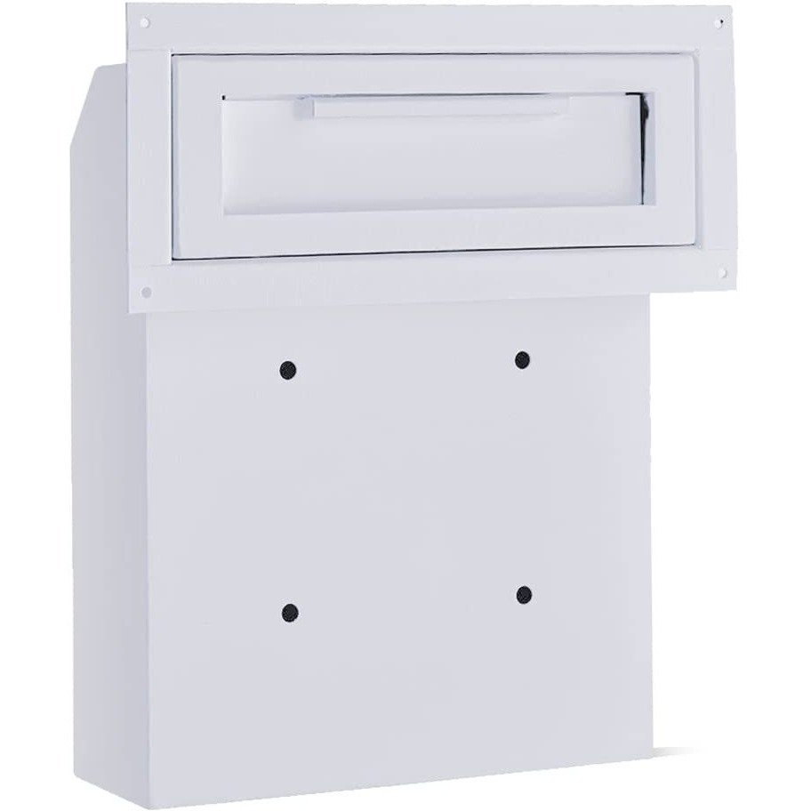 Flybold Through-The-Door Locking Key Drop Box Heavy Duty Rainproof Door Mail Slot Drop Boxes For Business With Tubular Lock Keys Baffle Prevents Money Fishing Dropbox Slots For Doors Keys Rent Deposit