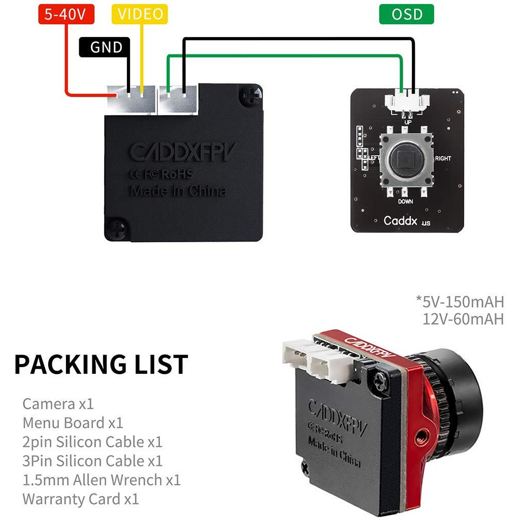 Sologood Caddx Fpv Micro Camera Ratel2 Starlight 1200Tvl 1/1.8'' 2.1Mm Ntsc Pal 169 43 Switchable Super Wdr For Fpv Racing
