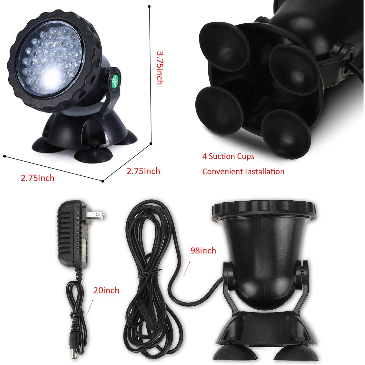 Zhgservu Pond Lights Submersible Spotlights Color Changing Landscape Light With Remote 36 Led Bulbs Underwater Lights Adjustable For Aquarium Garden Pool Lawn Fountain Shallow Waterfall Ip68