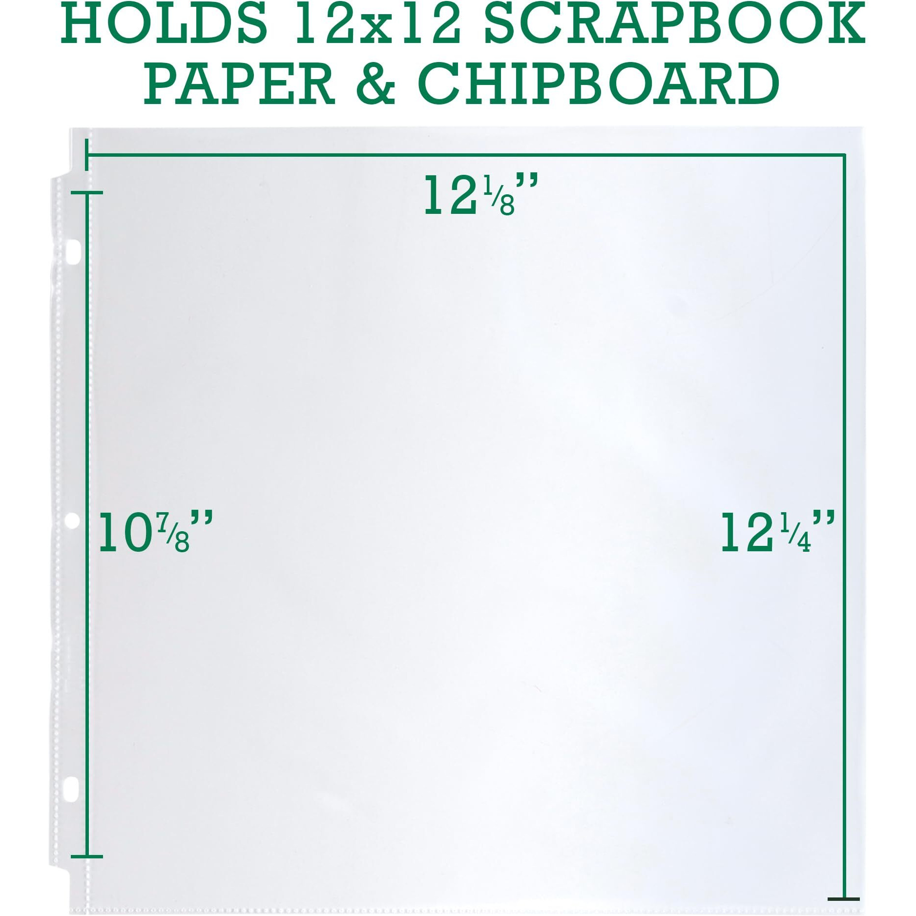 Samsill Scrapbook Refill Pages 12X12 Inch, 30 Pack, Fits 3 Ring Scrapbook Binders And 12X12 Photo Albums, Top-Loading, Heavy-Duty, Holds 2 Pages, Super Clear