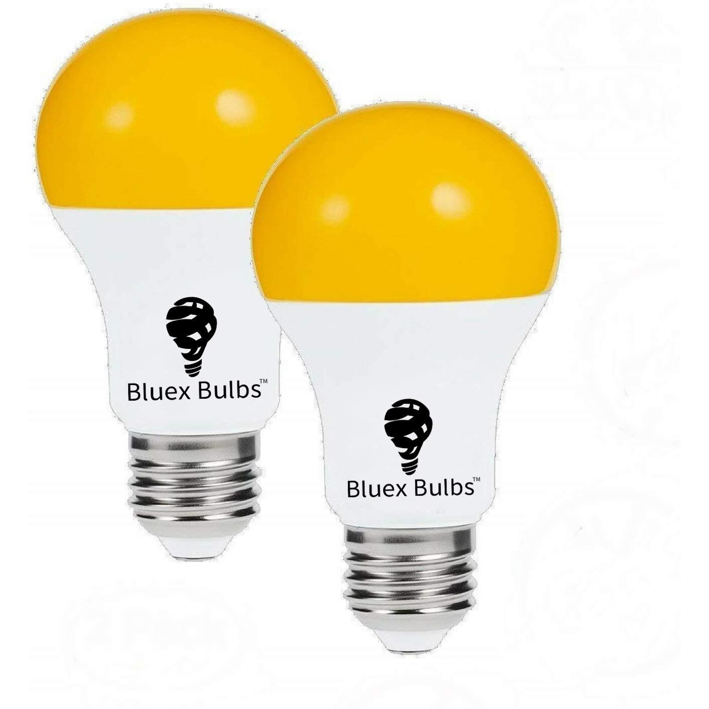 2 Pack Led Dusk To Dawn A19 Bug Light Bulbs, Yellow Bulb, Amber Light With Automatic Sensor Bulb, Led Porch Lights Security Outdoor Bulb, Auto On/Off, 2000K E26, 500 Lumens