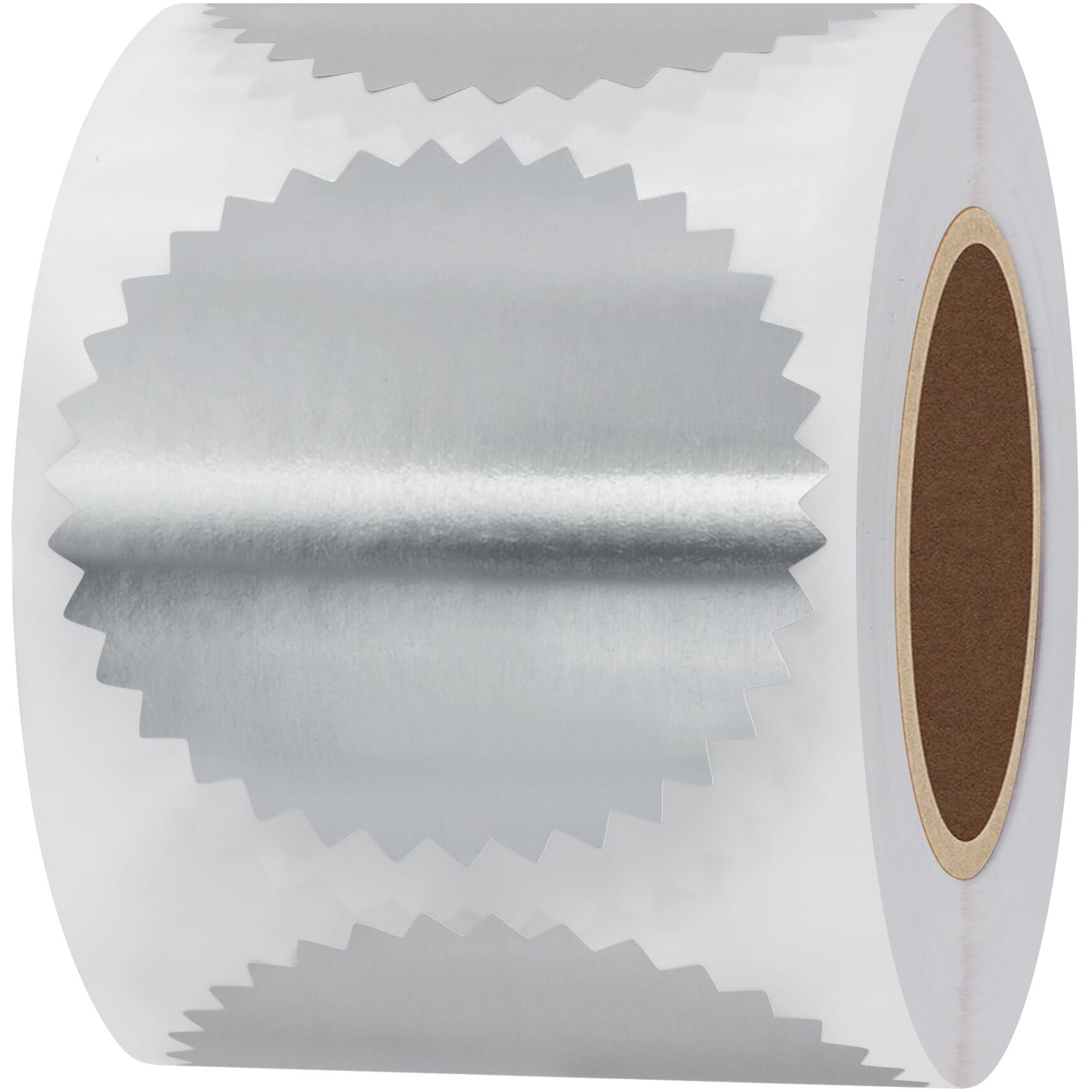 Hybsk 300Pcs 2 Inch Bright Silver Certificate Sealing Labels With Serrated Edge Awards Legal Embossing Stickers (Bright Silver)