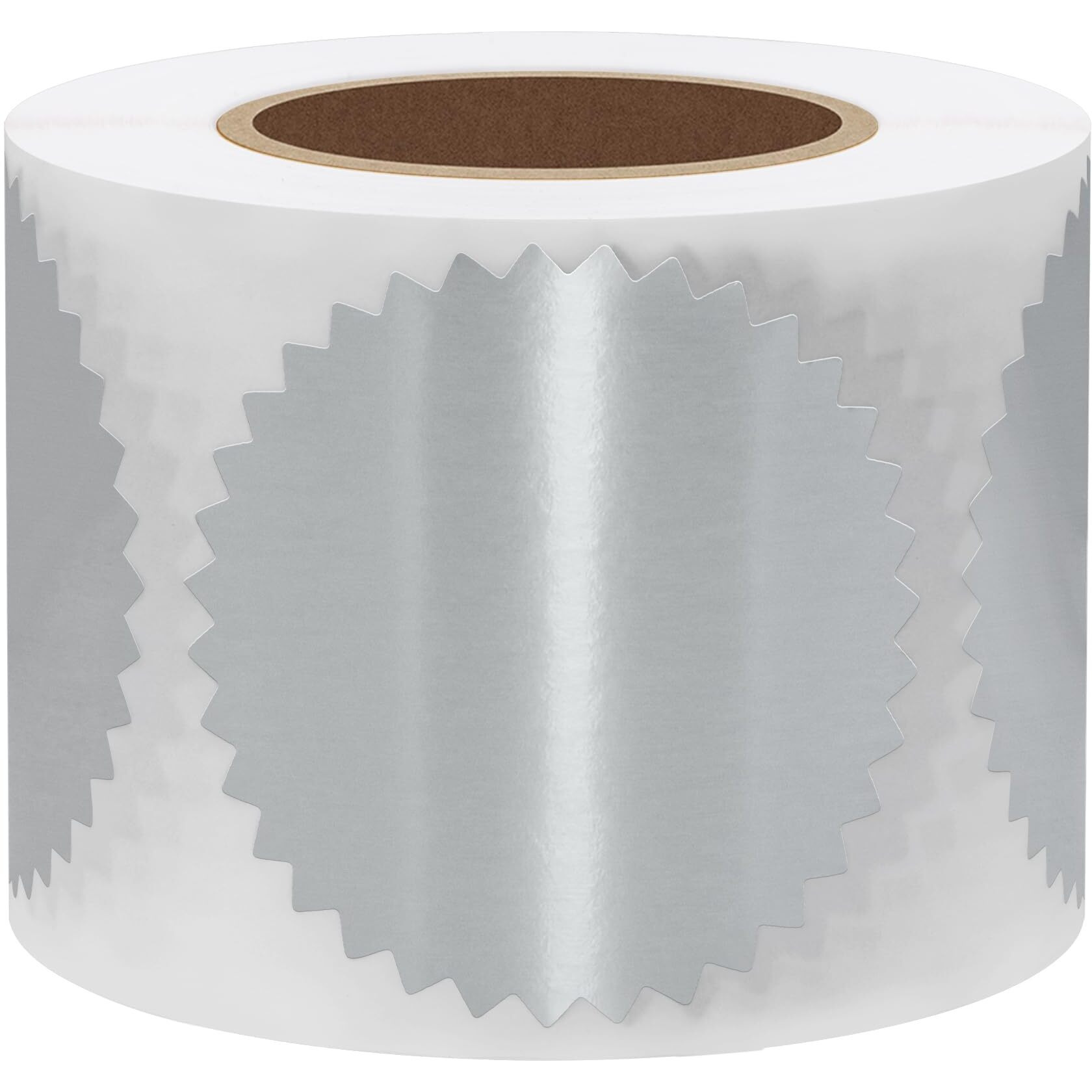 Hybsk 300Pcs 2 Inch Bright Silver Certificate Sealing Labels With Serrated Edge Awards Legal Embossing Stickers (Bright Silver)