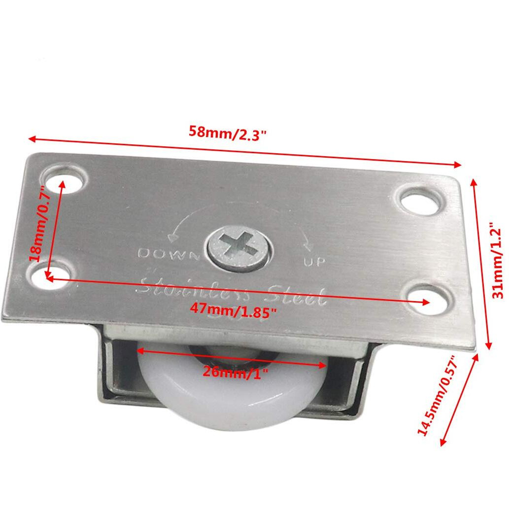 Rannb Furniture Roller Wheels Nylon Single Wheel Closet Cabinet Wardrobe Sliding Door Pulley - 4 Pairs