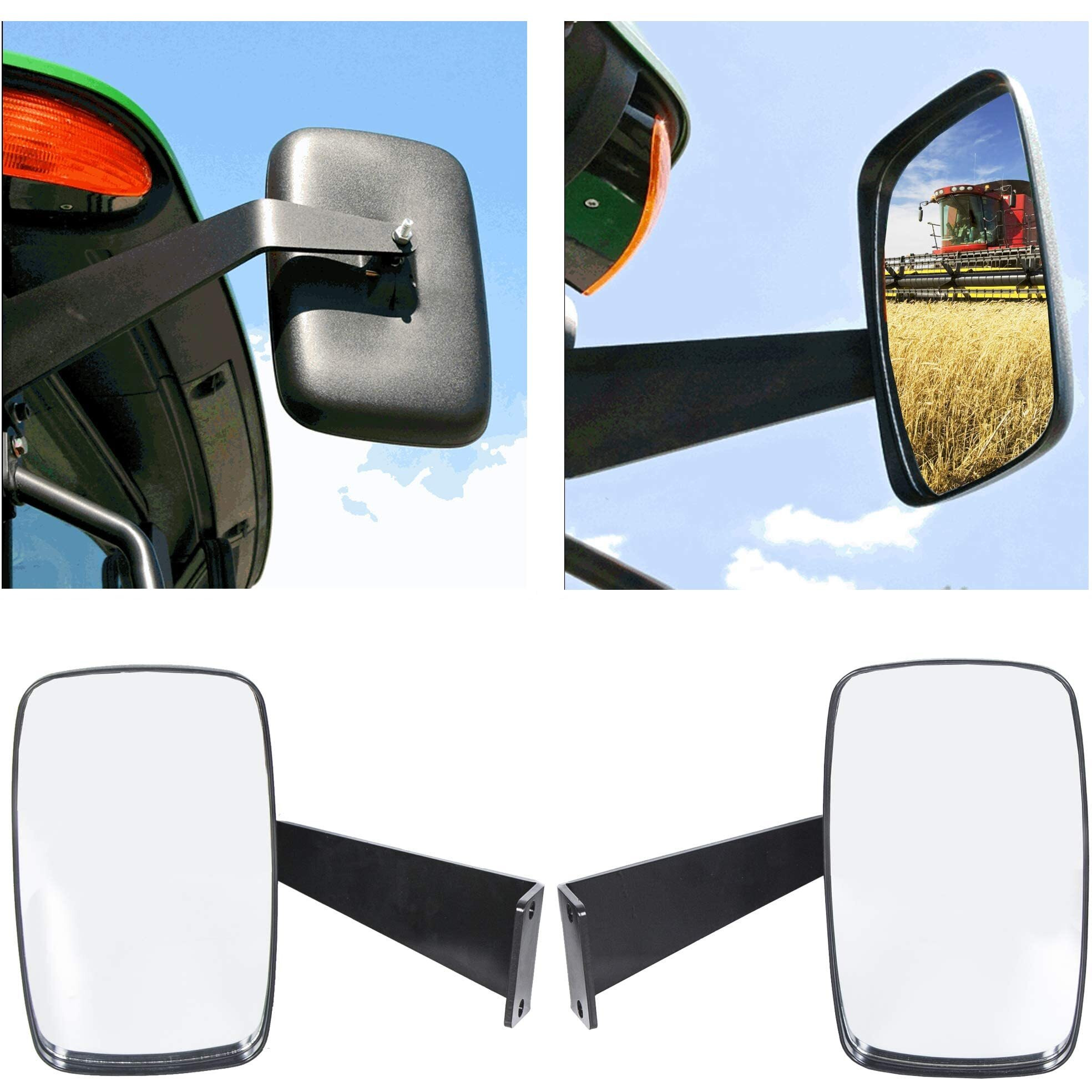 Tractor Mirror Assembly With Fixed Arms Replacement For Dm2455000 Compatible With John Deere 5000 & 6000