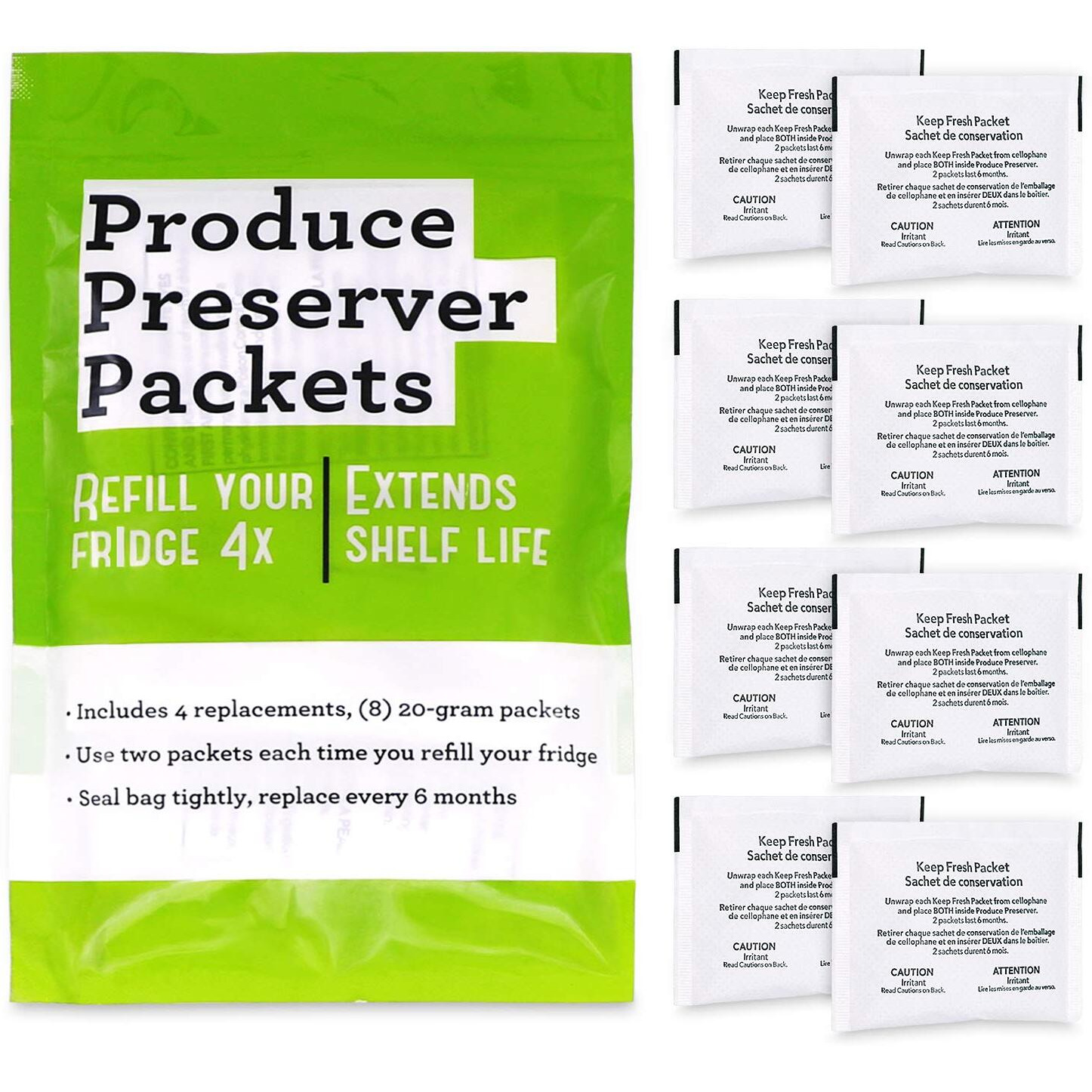 Funmit W10346771A Fresh Flow Produce Preserver Keep Fresh Packet Refill Compatible With Whirlpool Refrigerator Replaces Part  P1Fb6S1 & P1Kl6S1Cs (8 Pouches - 4 Pack)