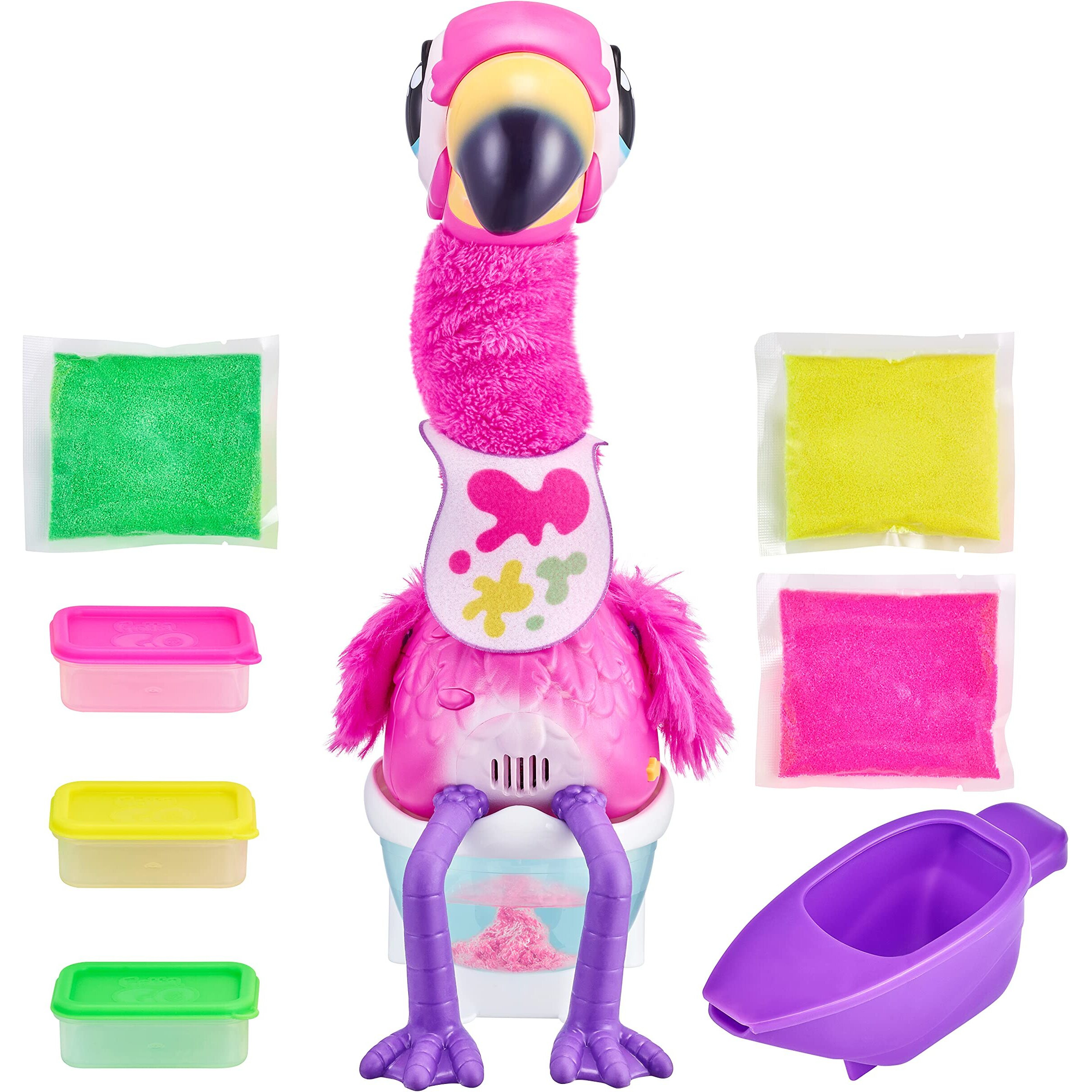 Little Live Pets Gotta Go Flamingo Value Pack Sherbet | Interactive Plush Toy That Eats, Sings, Dances, Poops And Talks. Bonus Food, Containers And Bib. Batteries Included. For Kids Ages 4+.