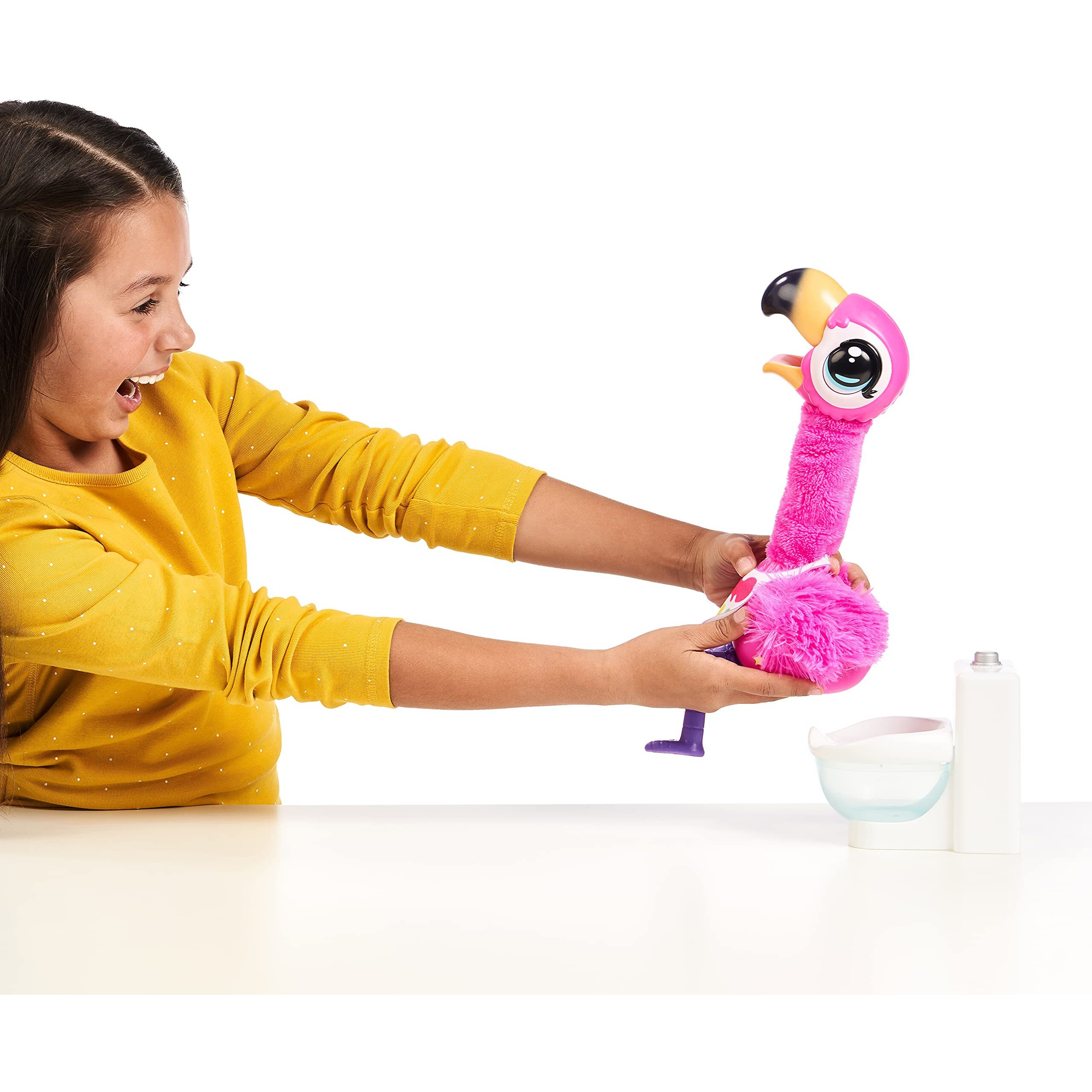 Little Live Pets Gotta Go Flamingo Value Pack Sherbet | Interactive Plush Toy That Eats, Sings, Dances, Poops And Talks. Bonus Food, Containers And Bib. Batteries Included. For Kids Ages 4+.