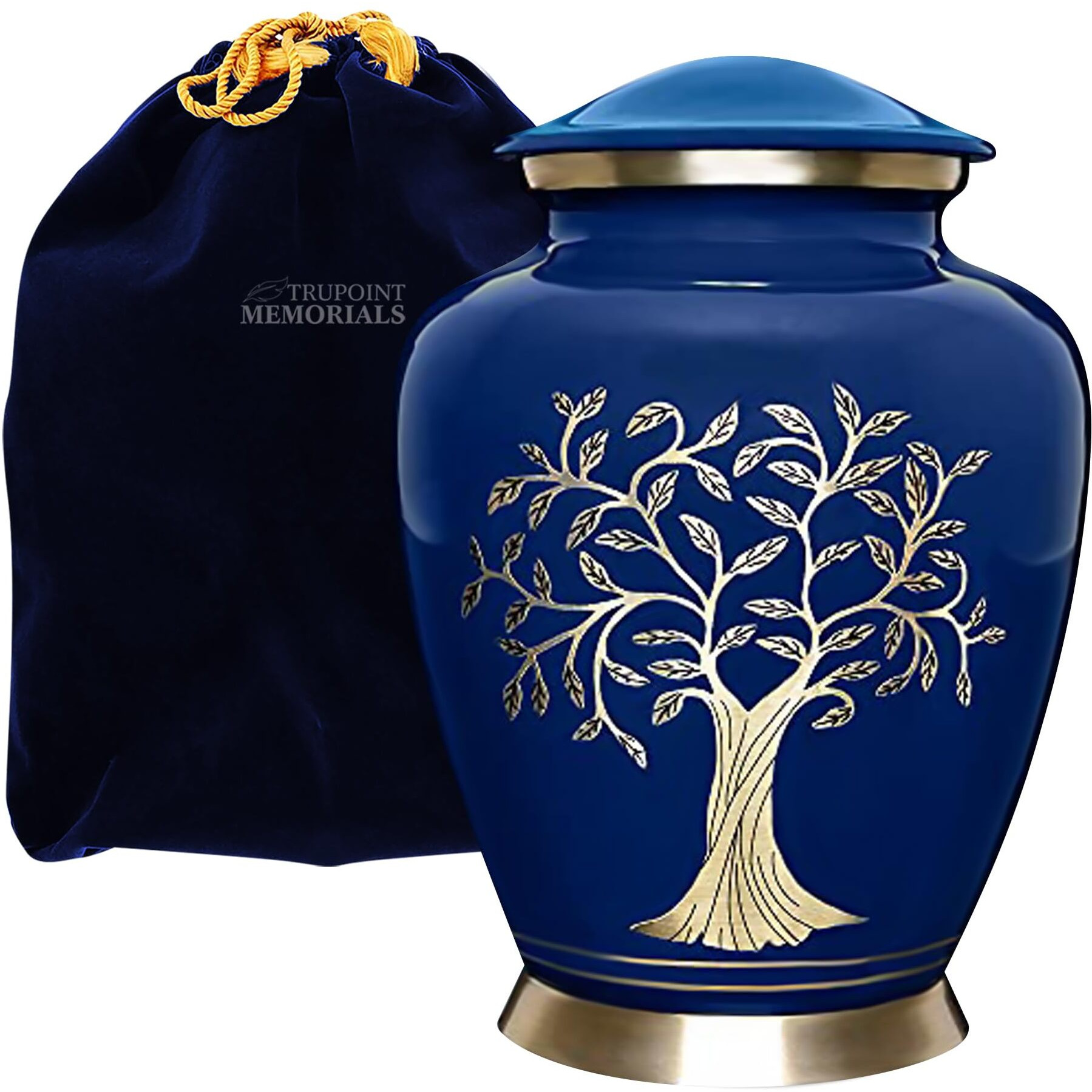Trupoint Memorials Cremation Urns For Human Ashes - Decorative Urns, Urns For Human Ashes Female & Male, Urns For Ashes Adult Female, Funeral Urns - Blue, Large