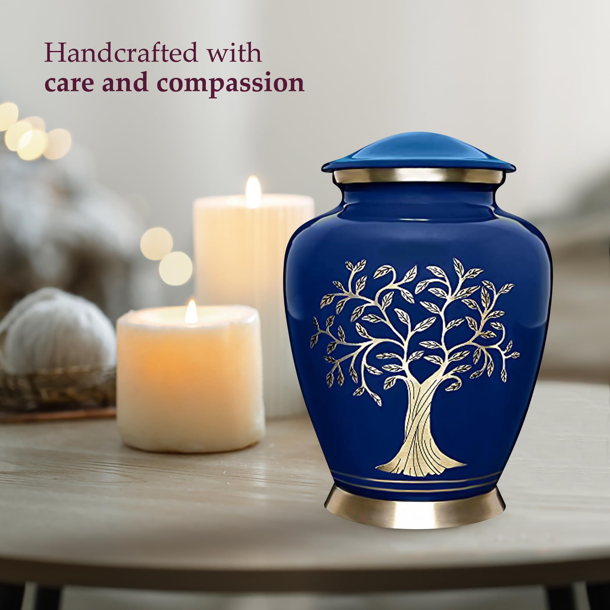 Trupoint Memorials Cremation Urns For Human Ashes - Decorative Urns, Urns For Human Ashes Female & Male, Urns For Ashes Adult Female, Funeral Urns - Blue, Large