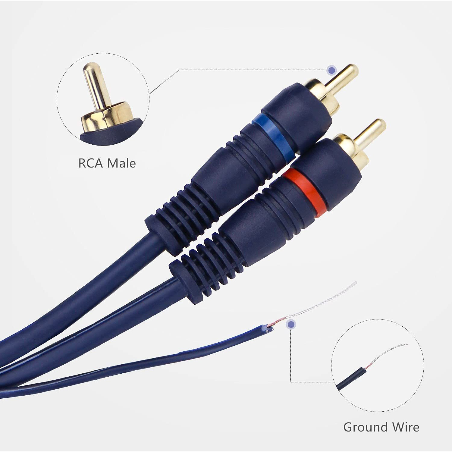 Rca Cable With Ground Wire, 10Ft Turntable Cable Gold Plated 2Rca Male To 2Rca Male With Ground Wire Stereo Interconnect Cable Uiinosoo For Turntable, Preamp, Record Player, Amplifier