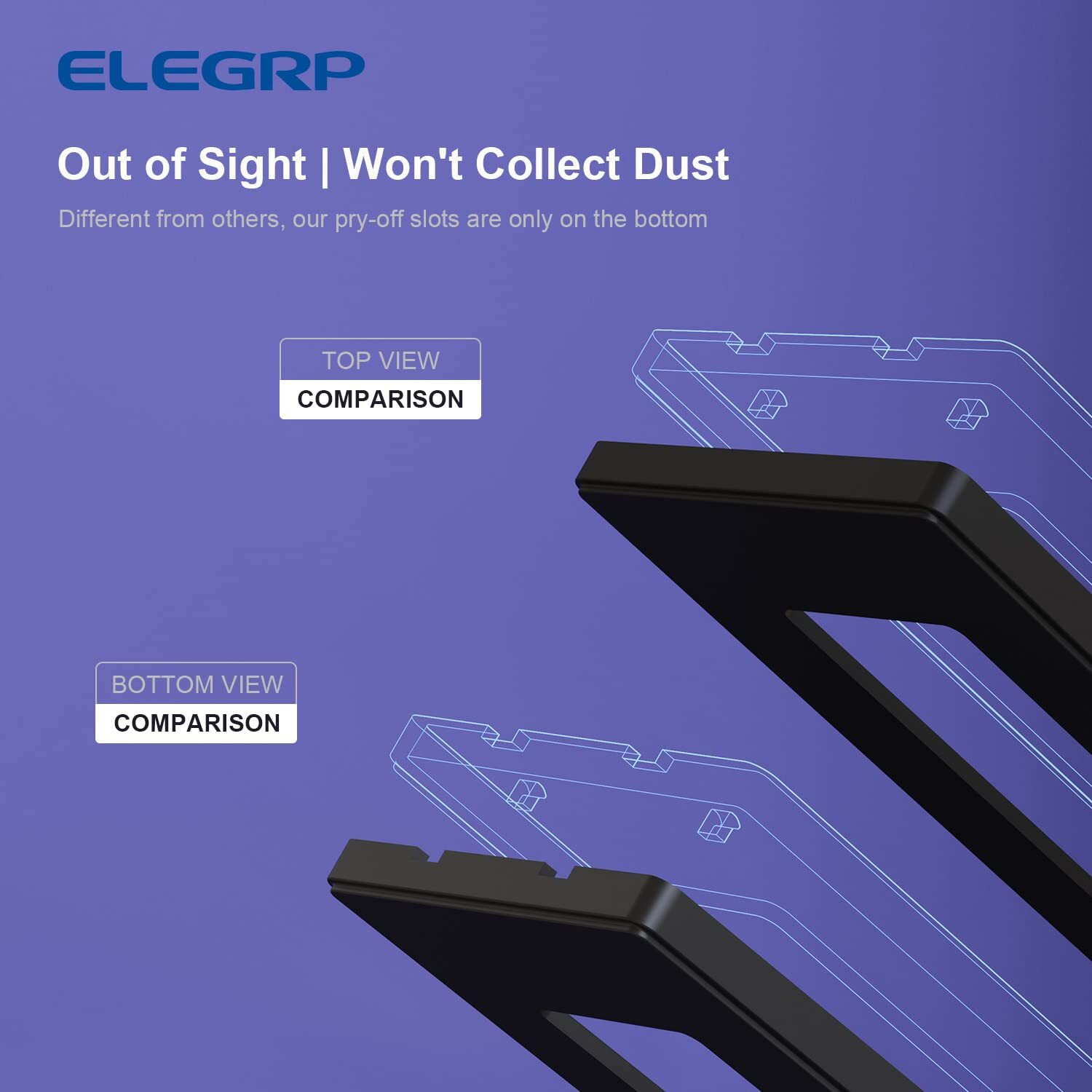 Elegrp 3 Gang Screwless Decorative Wall Plates, Mid-Size Unbreakable Thermoplastic Faceplate Cover For Decorator Receptacle Outlet Switch, Ul Listed (5 Pack, Matte Black)