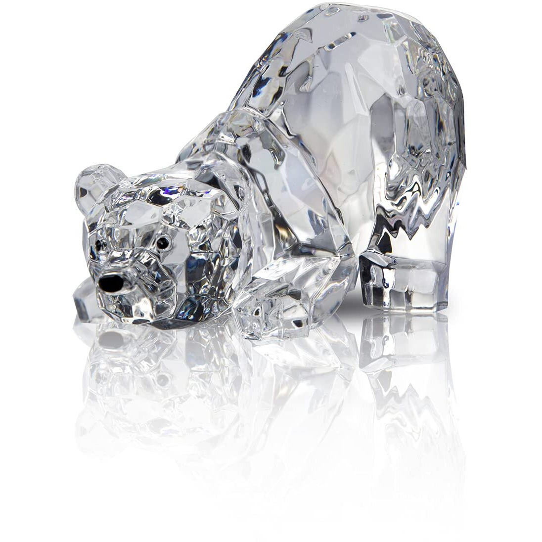 Danrecin Acrylic Bear Figurine Cute Polar Bear Home Decor Clear Animal Room Decorations For Home And Office Not Crystal (C)