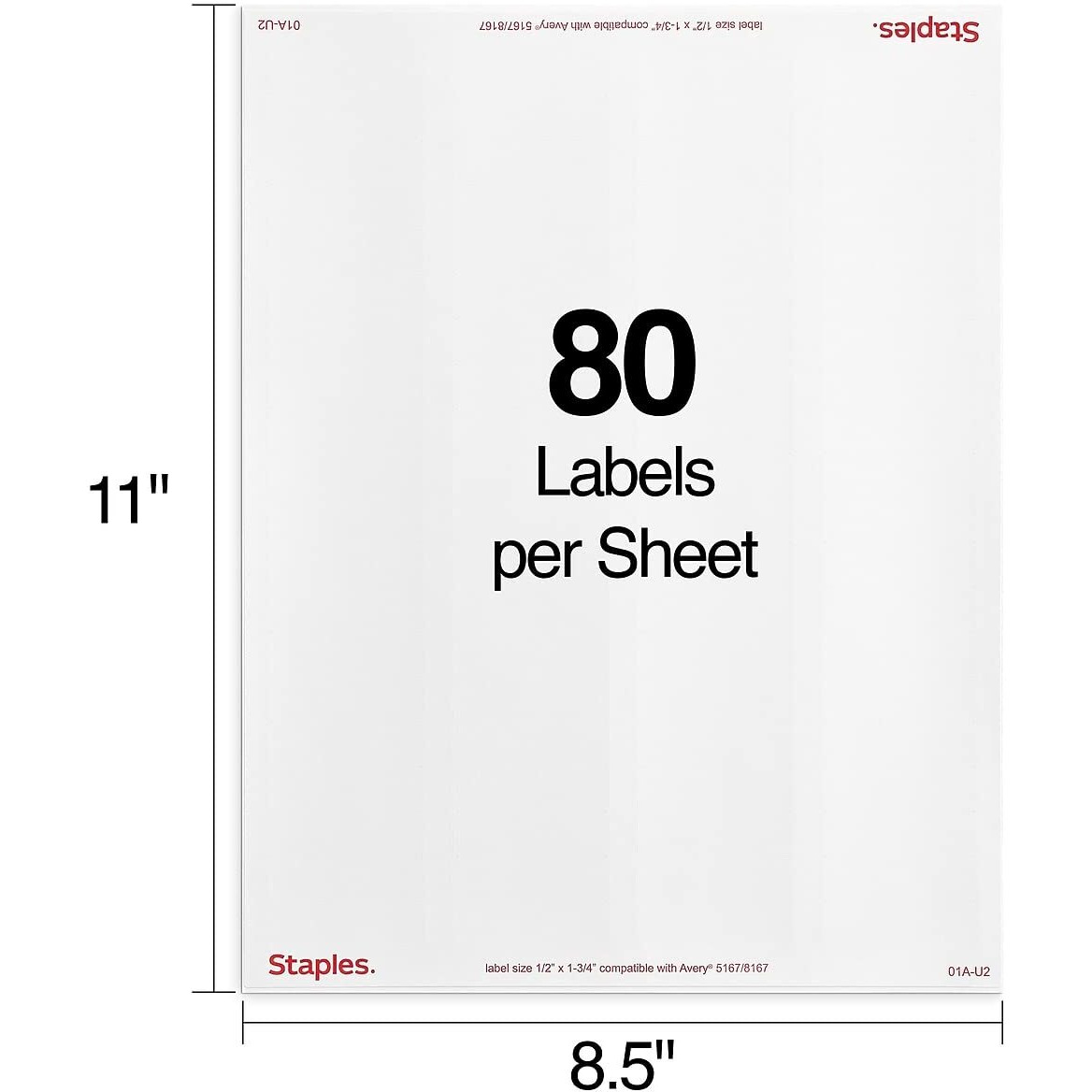 Staples 573945 Laser/Inkjet Shipping Labels 0.5-Inch W X 1.75-Inch L White 80 Labels/Sheet