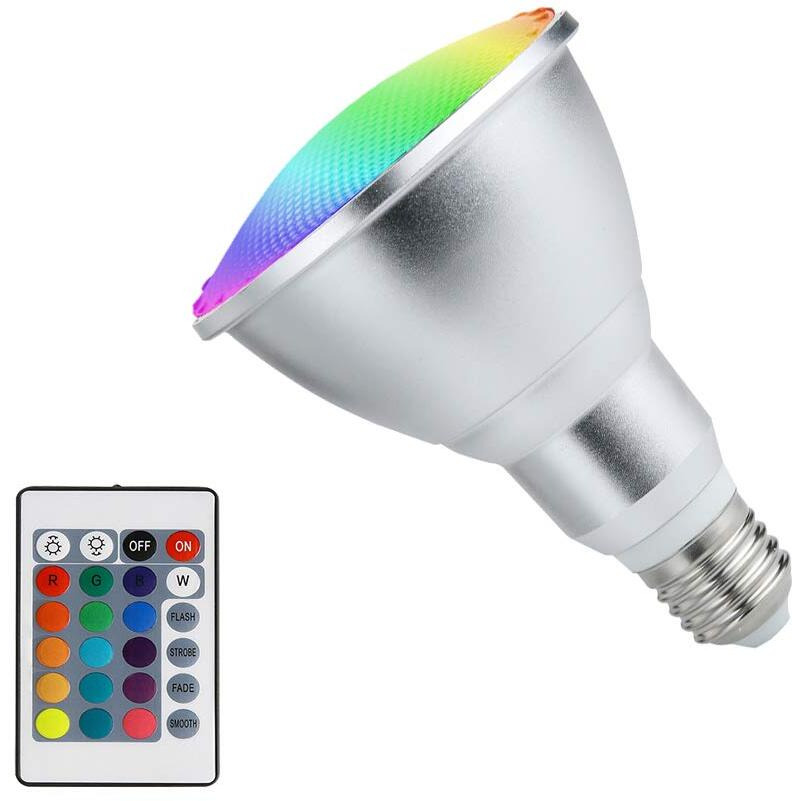 Hoplom 10W Par30 Rgb Colored Led Spotlight Outdoor, E27/E26 Color Changing Light Bulb, Waterproof Flood Light With Remote For Holiday Home Party Decor
