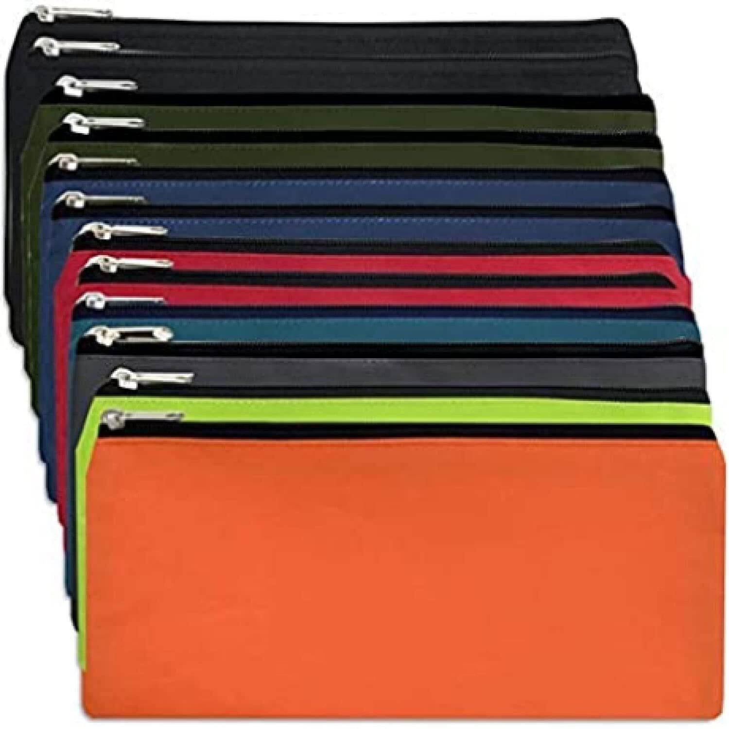 24 Pack Pencil Cases Bulk Bundle, Bulk Pencil Case Bags With Zipper For Kids, School, Offices (24 Pencil Cases In 8 Colors)