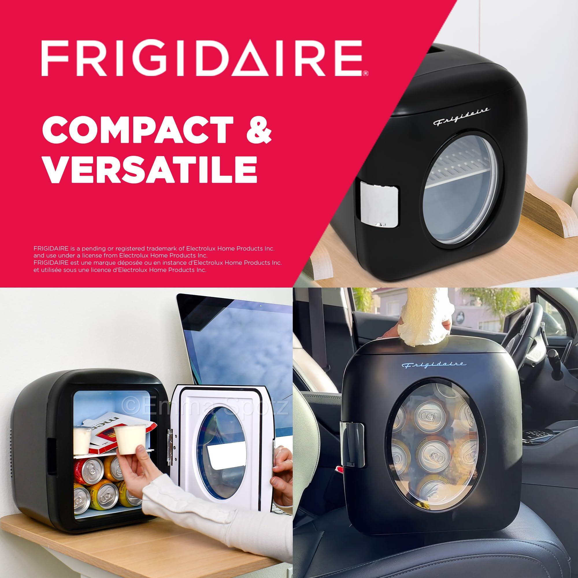 Frigidaire Efmis462-Black 12 Can Retro Mini Portable Personal Fridge/Cooler For Home, Office Or Dorm, Black