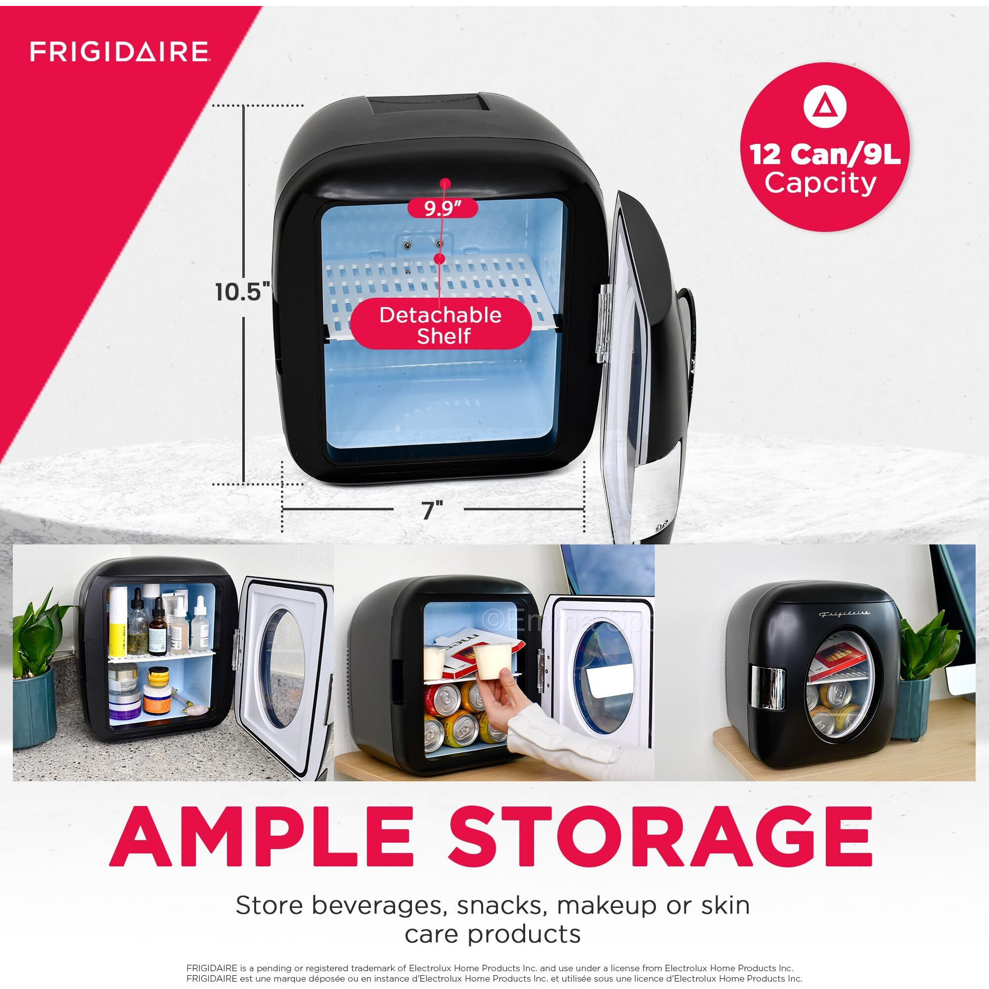 Frigidaire Efmis462-Black 12 Can Retro Mini Portable Personal Fridge/Cooler For Home, Office Or Dorm, Black